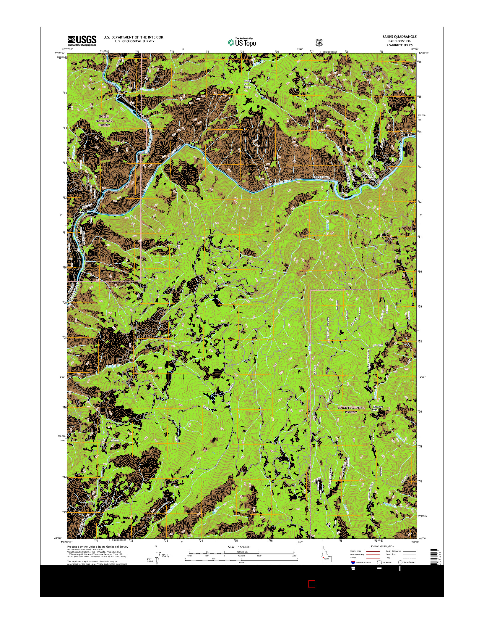 USGS US TOPO 7.5-MINUTE MAP FOR BANKS, ID 2017