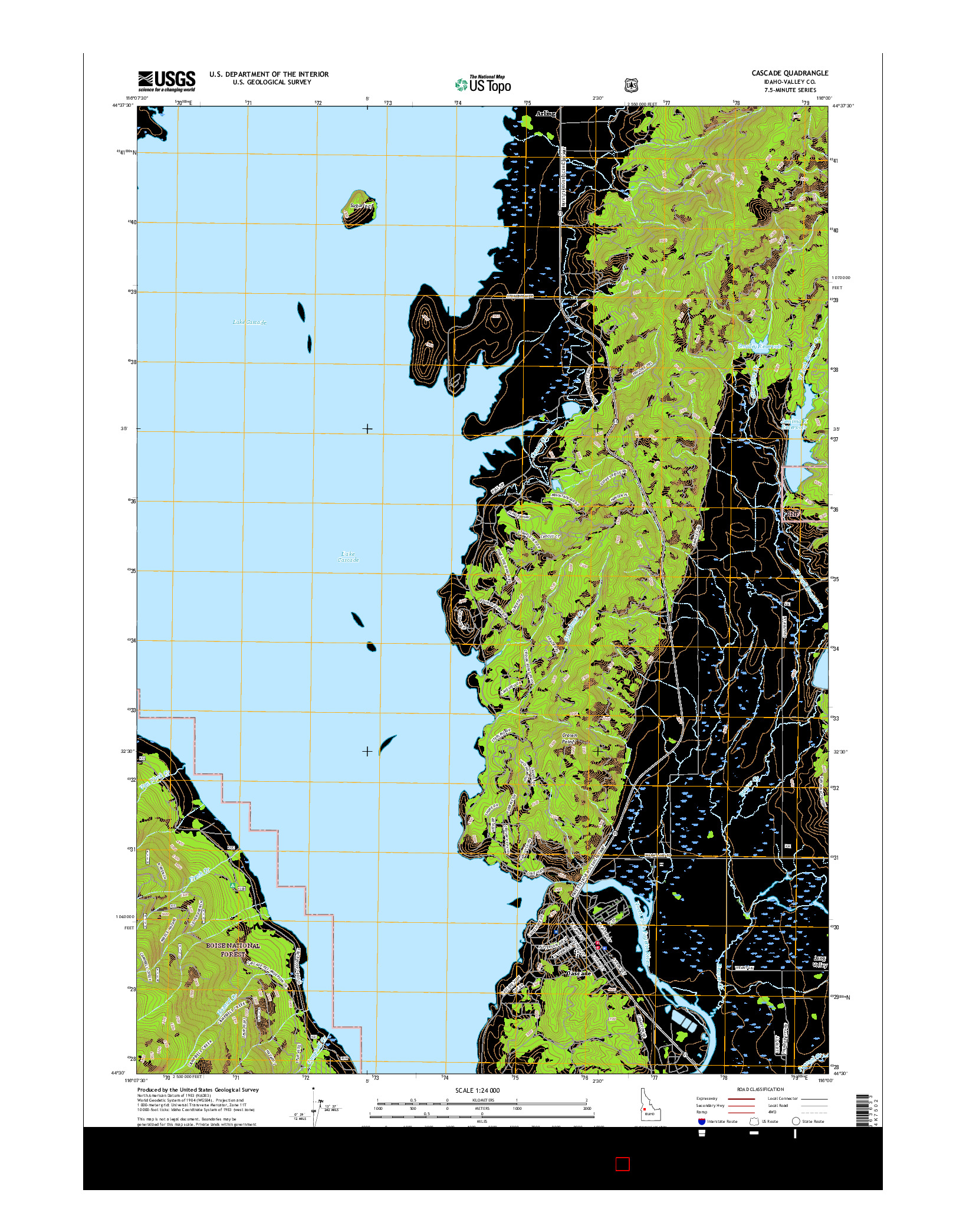 USGS US TOPO 7.5-MINUTE MAP FOR CASCADE, ID 2017