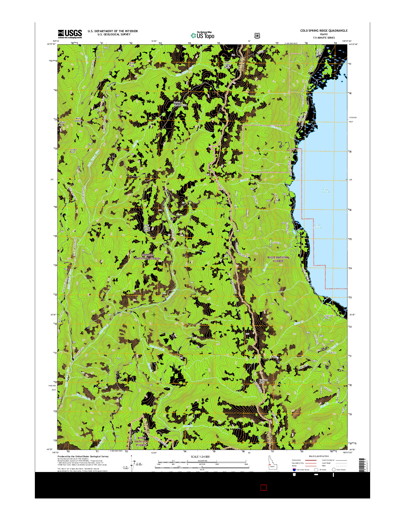 USGS US TOPO 7.5-MINUTE MAP FOR COLD SPRING RIDGE, ID 2017