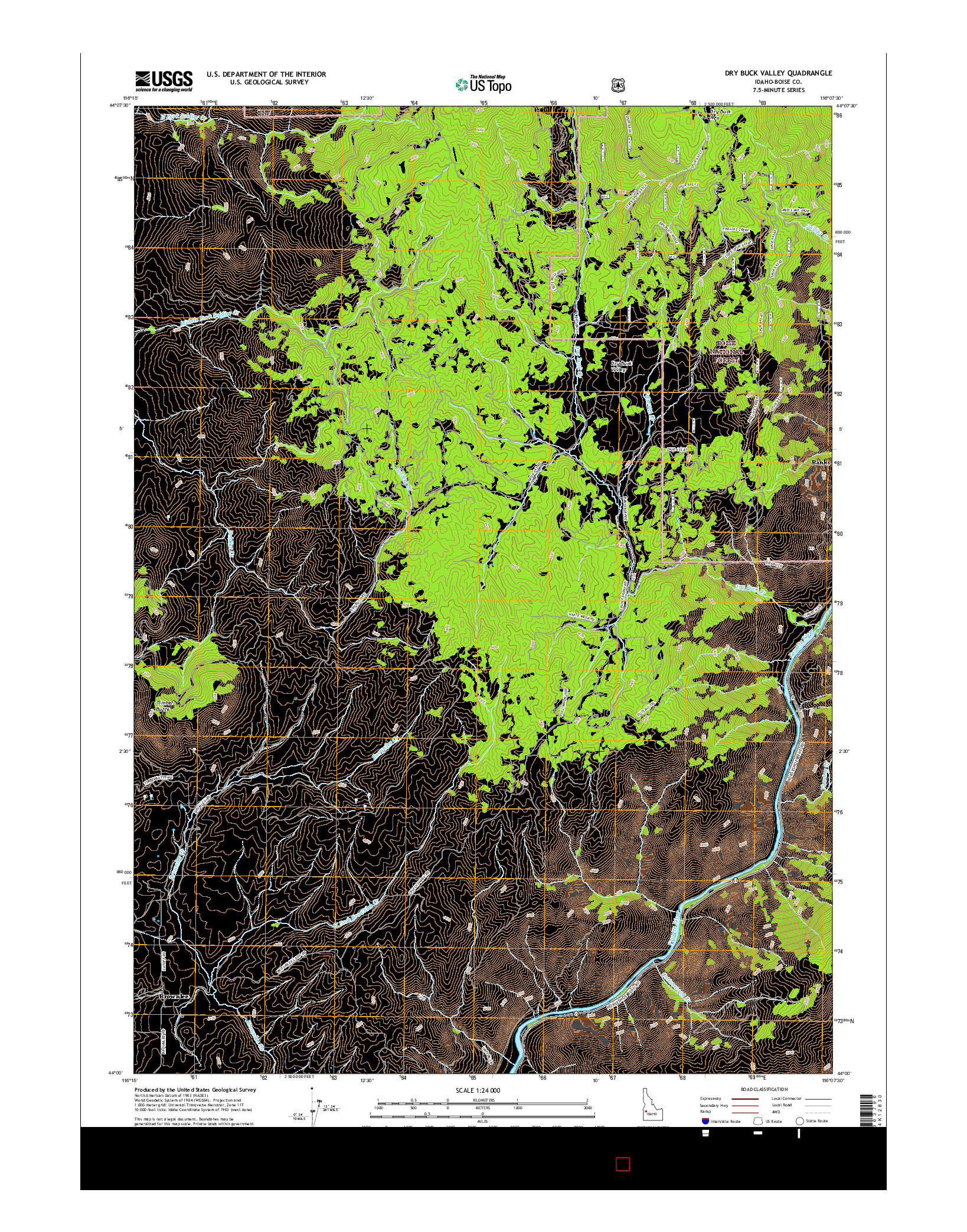 USGS US TOPO 7.5-MINUTE MAP FOR DRY BUCK VALLEY, ID 2017