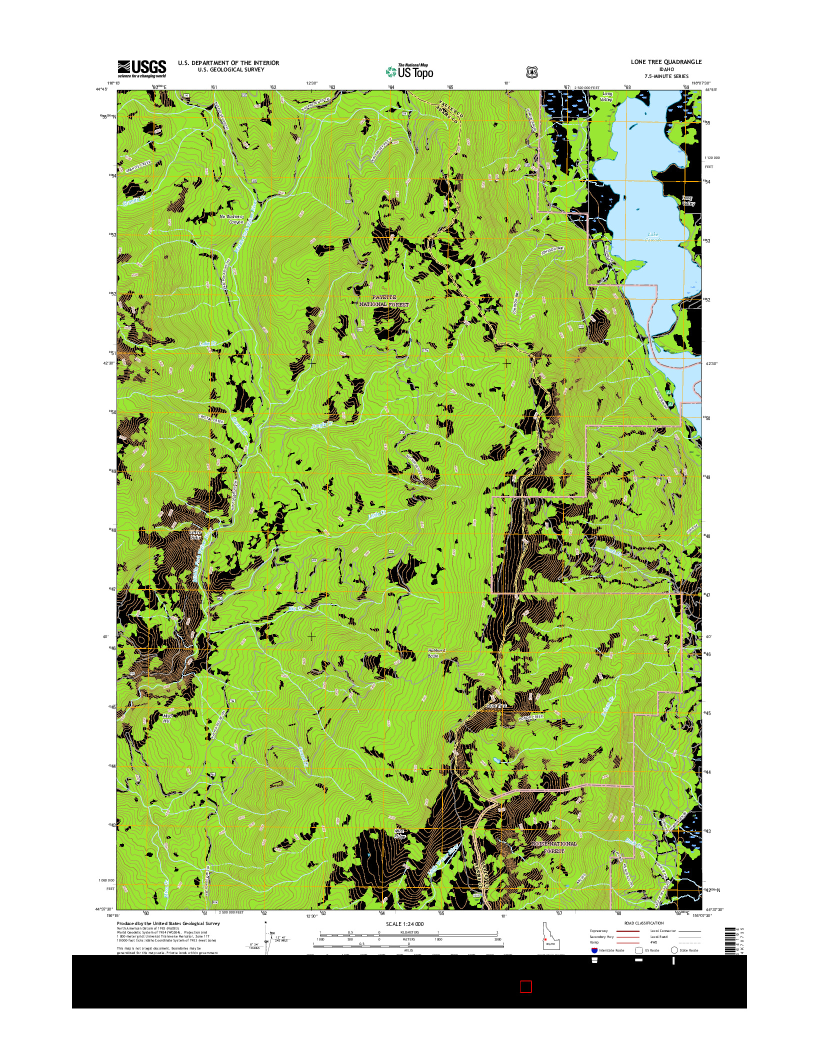 USGS US TOPO 7.5-MINUTE MAP FOR LONE TREE, ID 2017
