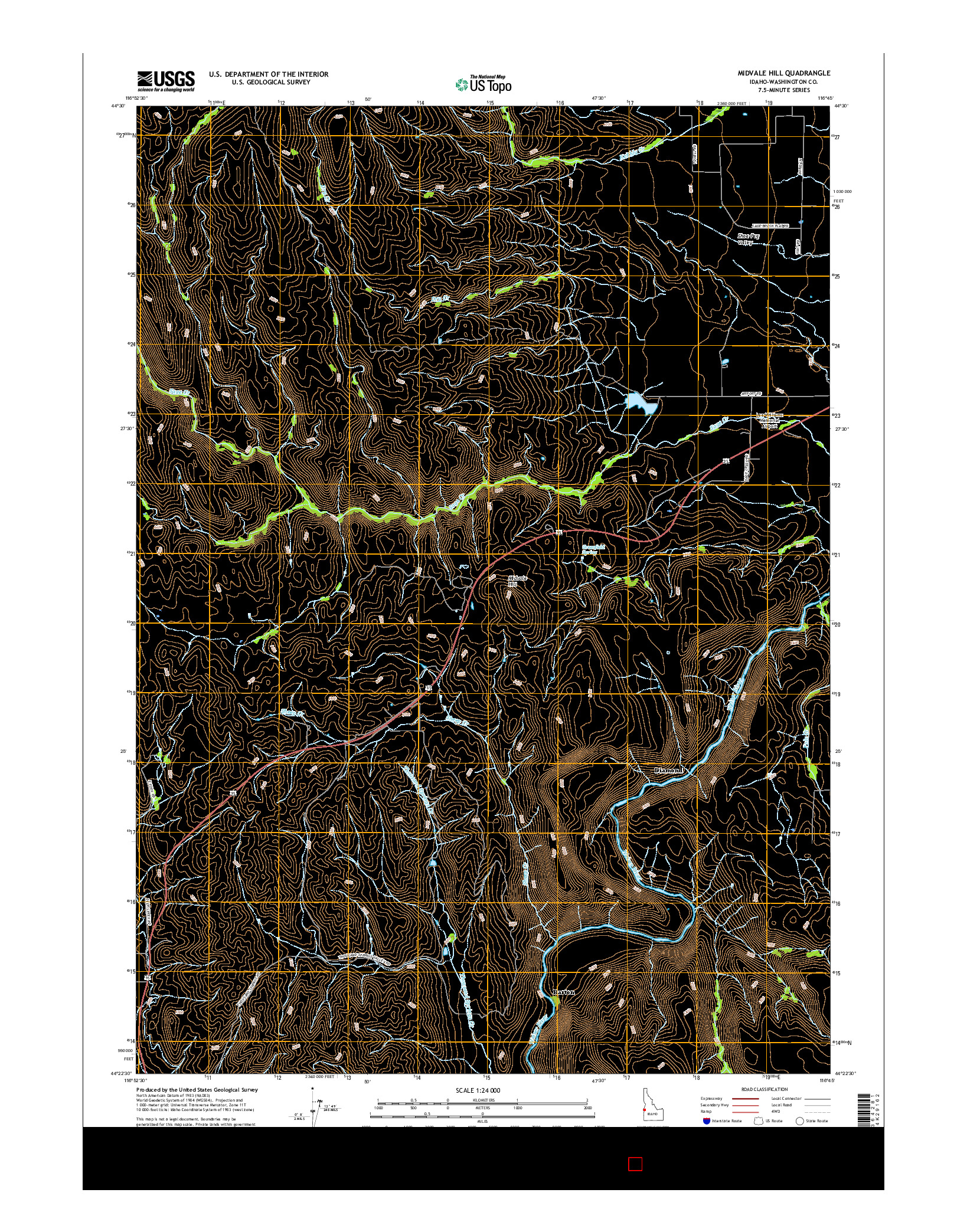 USGS US TOPO 7.5-MINUTE MAP FOR MIDVALE HILL, ID 2017