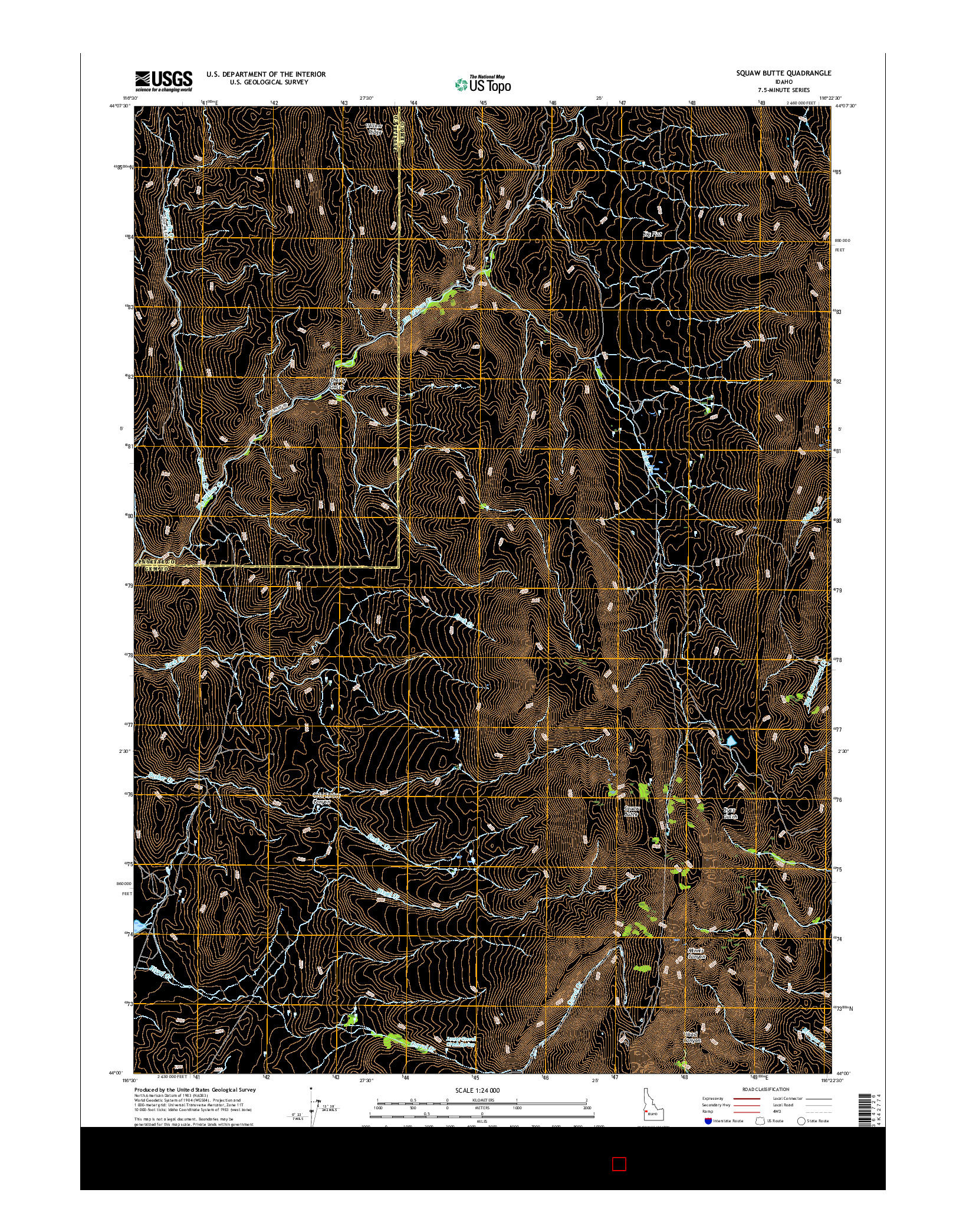 USGS US TOPO 7.5-MINUTE MAP FOR SQUAW BUTTE, ID 2017