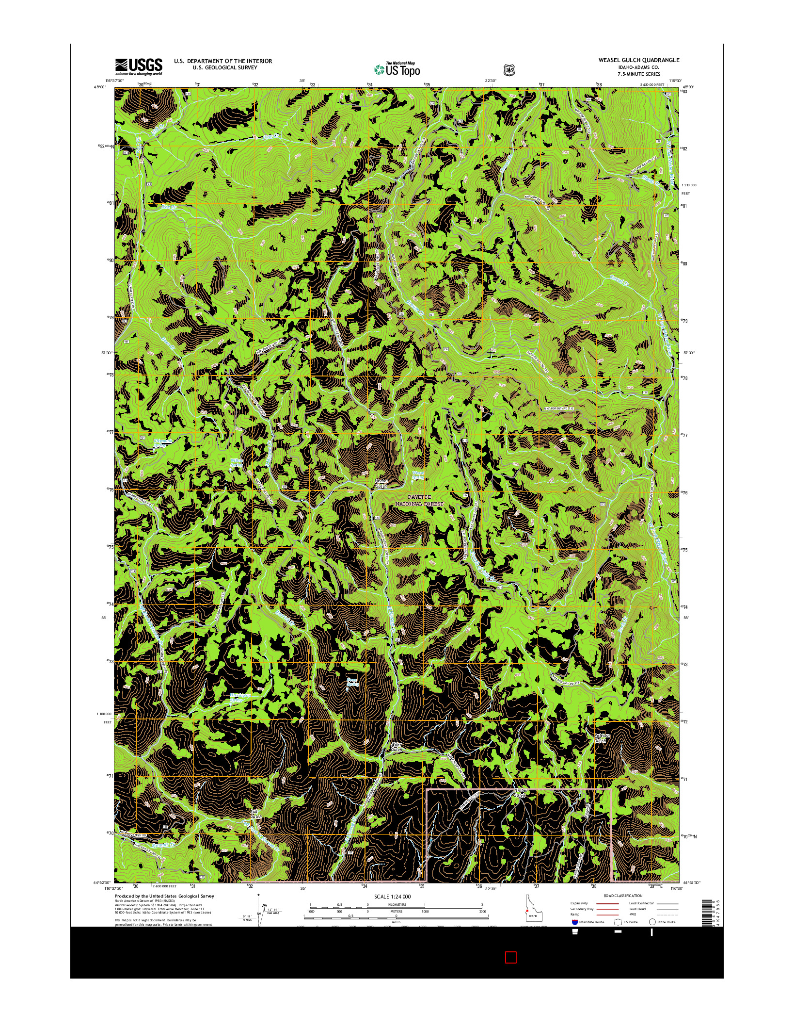 USGS US TOPO 7.5-MINUTE MAP FOR WEASEL GULCH, ID 2017