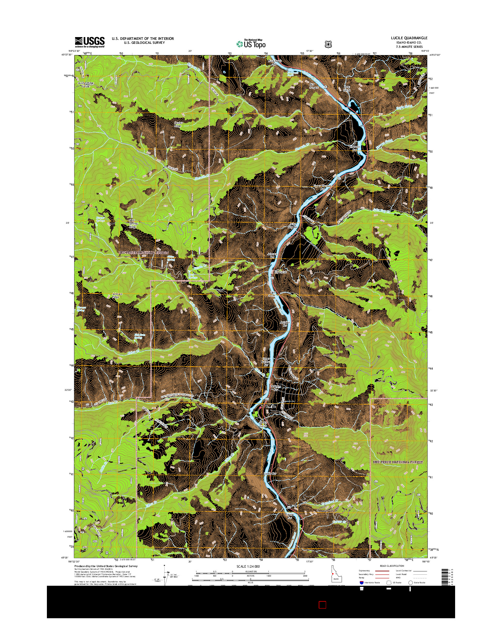 USGS US TOPO 7.5-MINUTE MAP FOR LUCILE, ID 2017