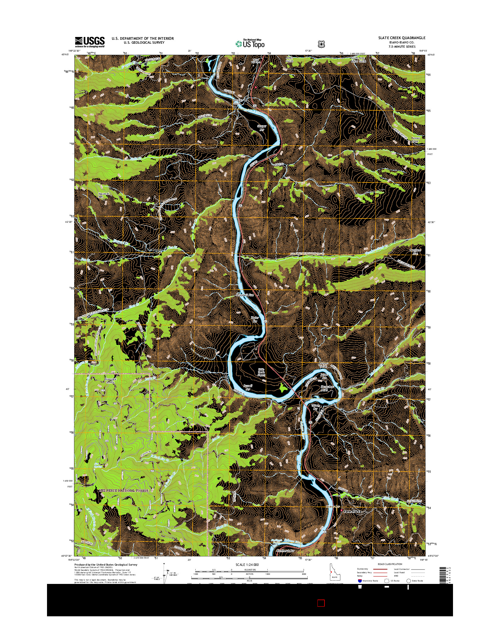 USGS US TOPO 7.5-MINUTE MAP FOR SLATE CREEK, ID 2017