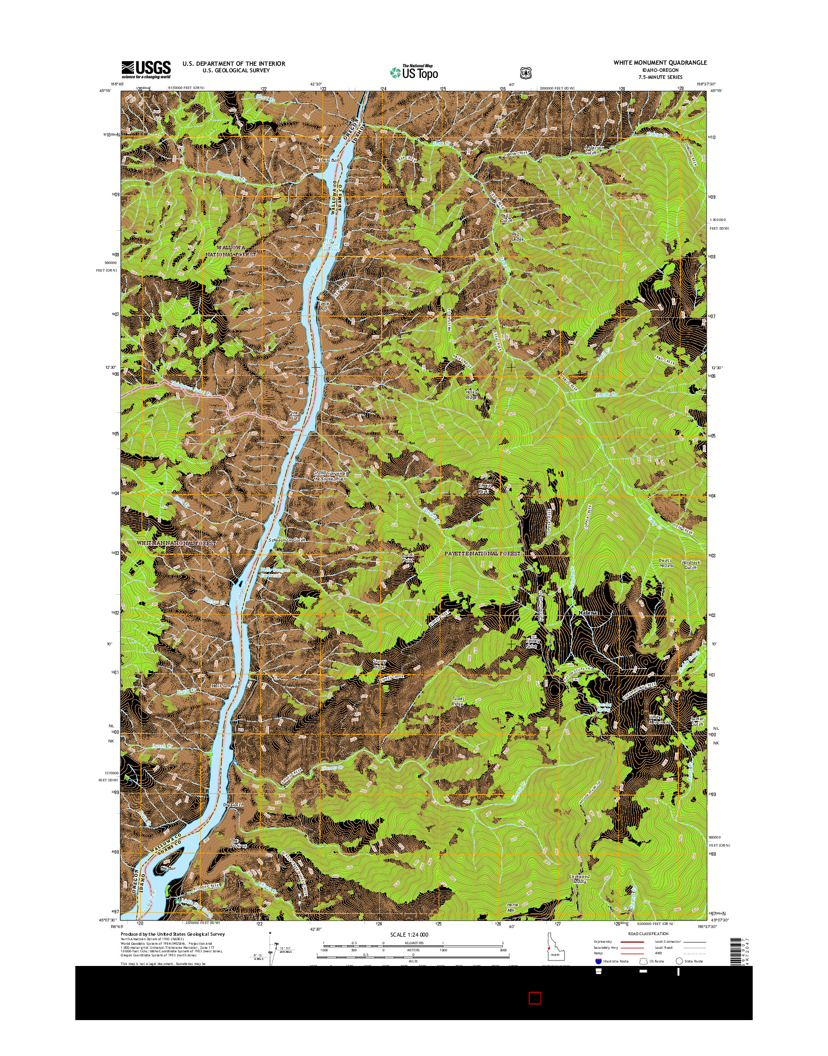 USGS US TOPO 7.5-MINUTE MAP FOR WHITE MONUMENT, ID-OR 2017