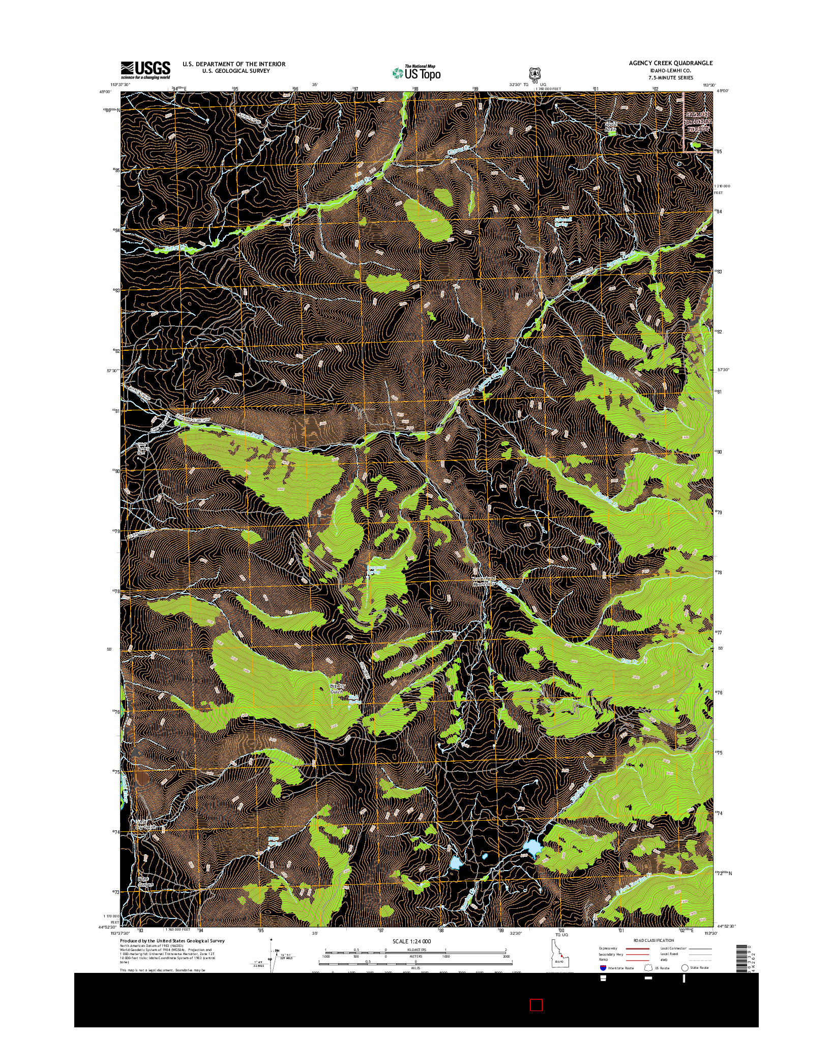 USGS US TOPO 7.5-MINUTE MAP FOR AGENCY CREEK, ID 2017