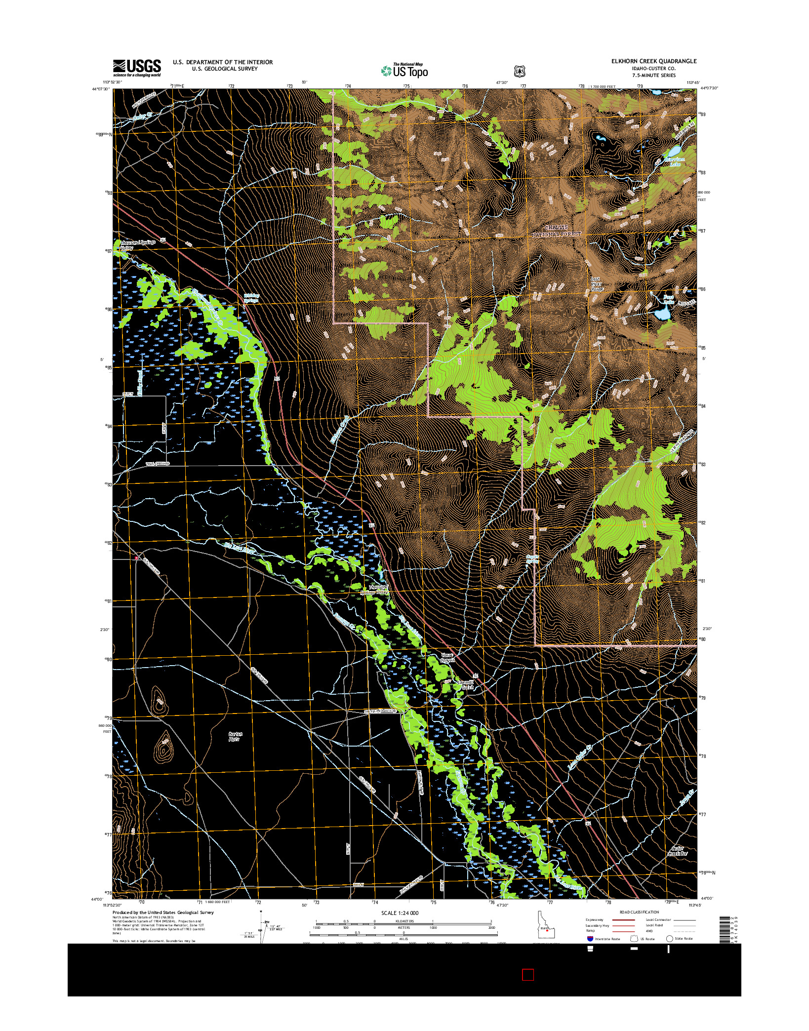 USGS US TOPO 7.5-MINUTE MAP FOR ELKHORN CREEK, ID 2017