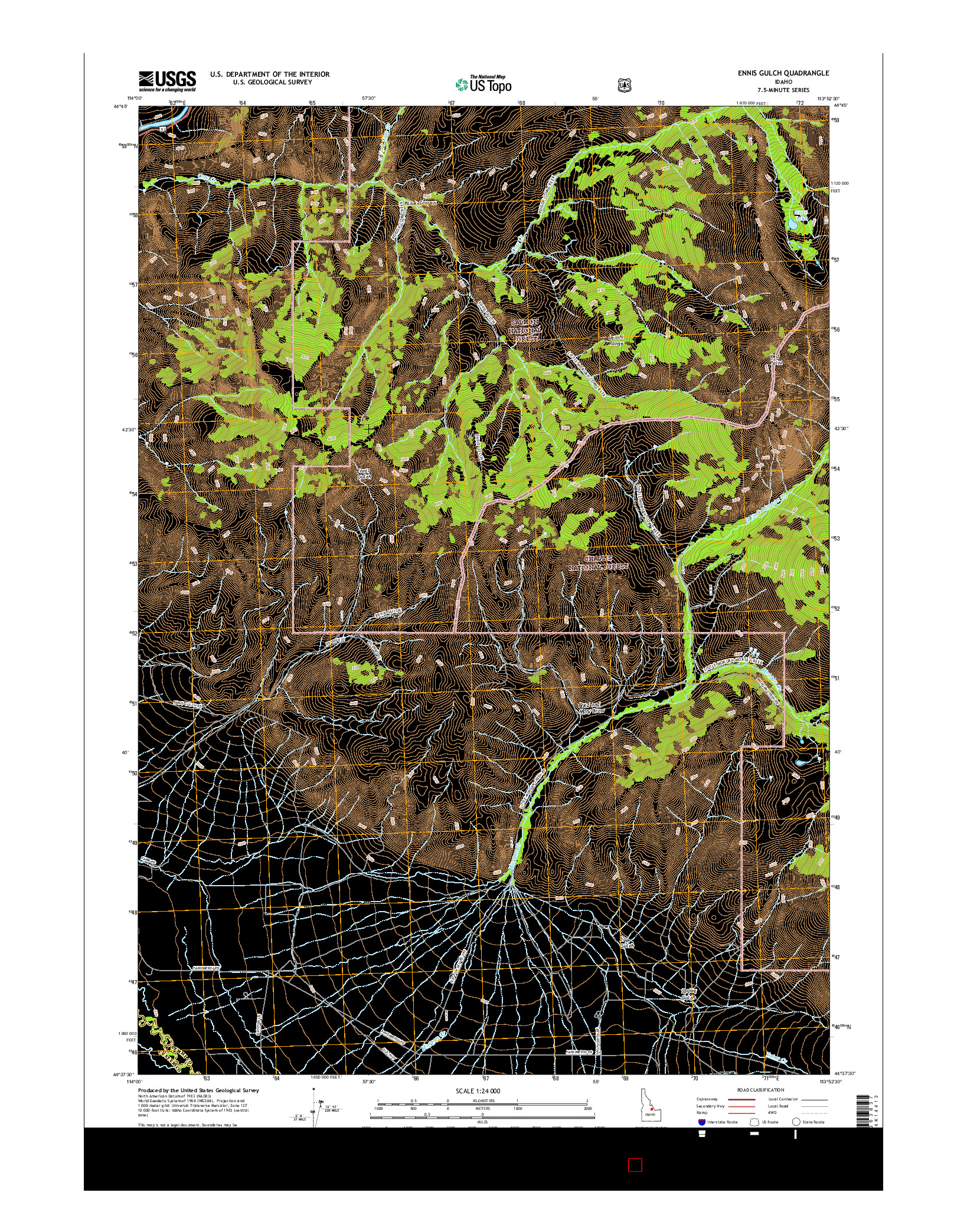 USGS US TOPO 7.5-MINUTE MAP FOR ENNIS GULCH, ID 2017