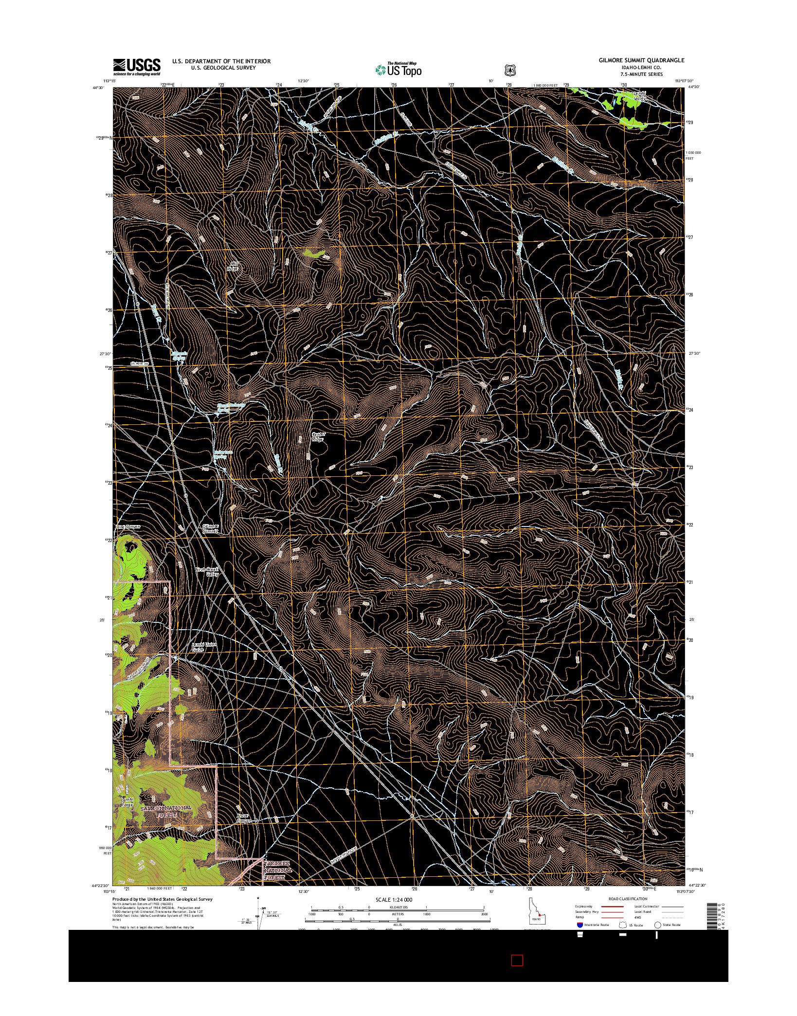 USGS US TOPO 7.5-MINUTE MAP FOR GILMORE SUMMIT, ID 2017