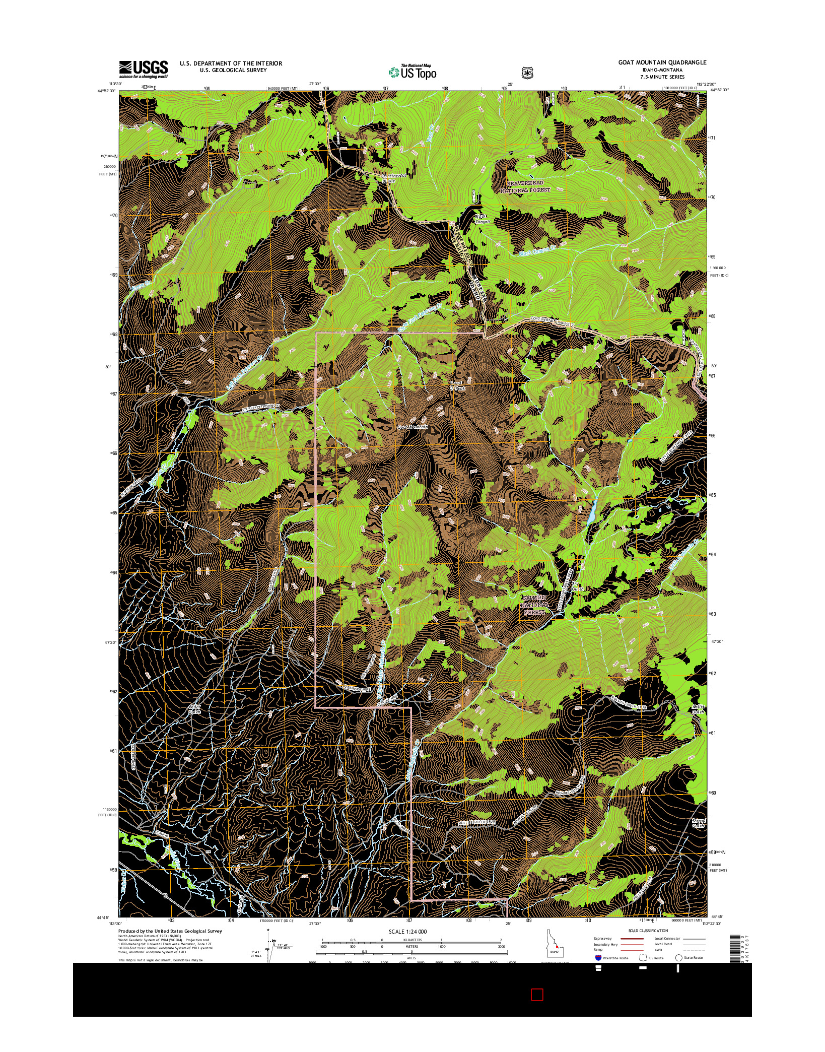 USGS US TOPO 7.5-MINUTE MAP FOR GOAT MOUNTAIN, ID-MT 2017
