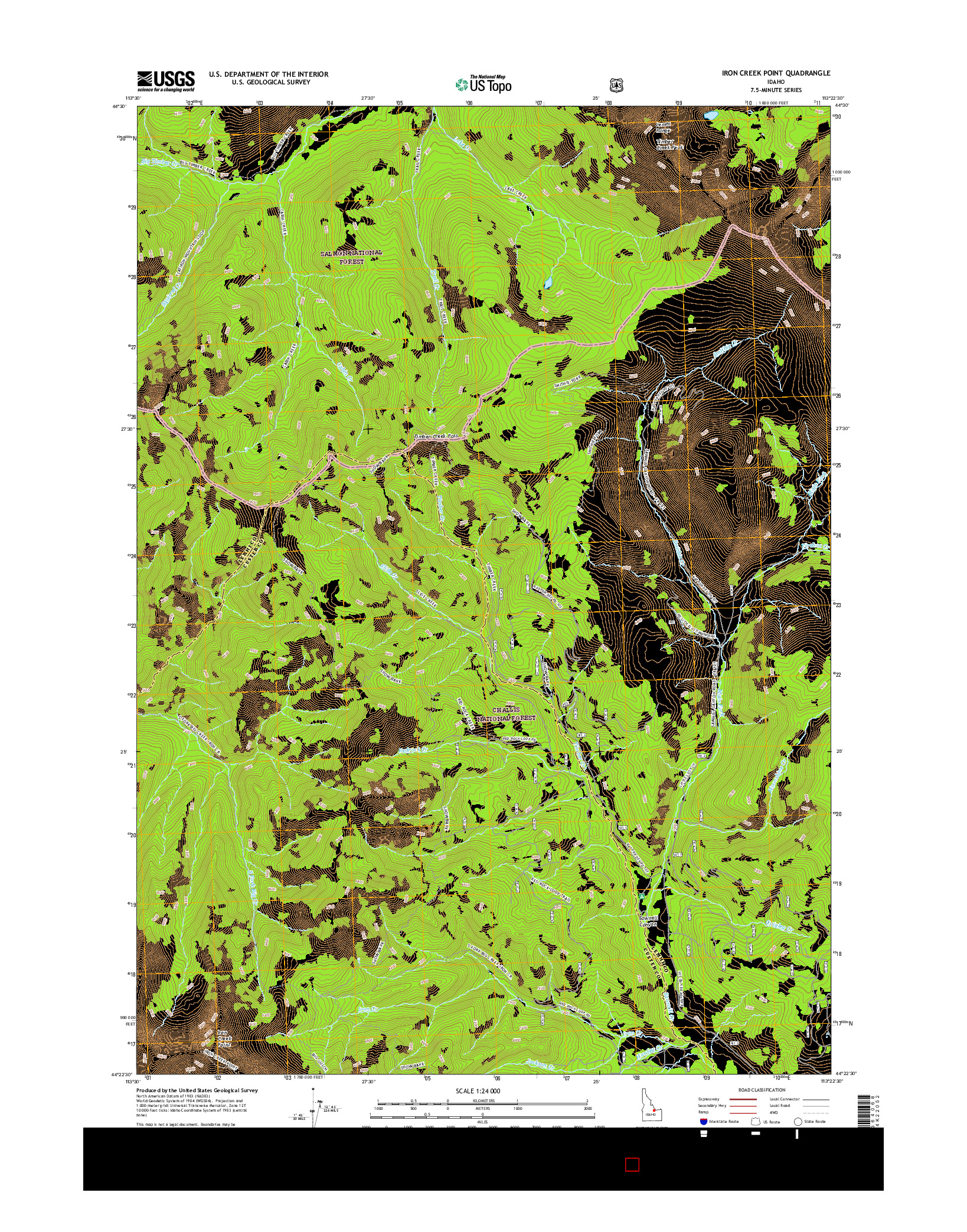 USGS US TOPO 7.5-MINUTE MAP FOR IRON CREEK POINT, ID 2017