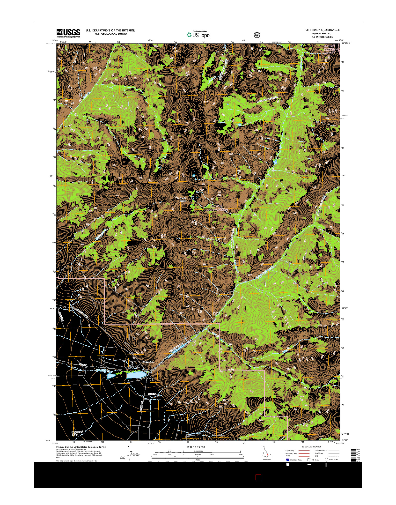 USGS US TOPO 7.5-MINUTE MAP FOR PATTERSON, ID 2017