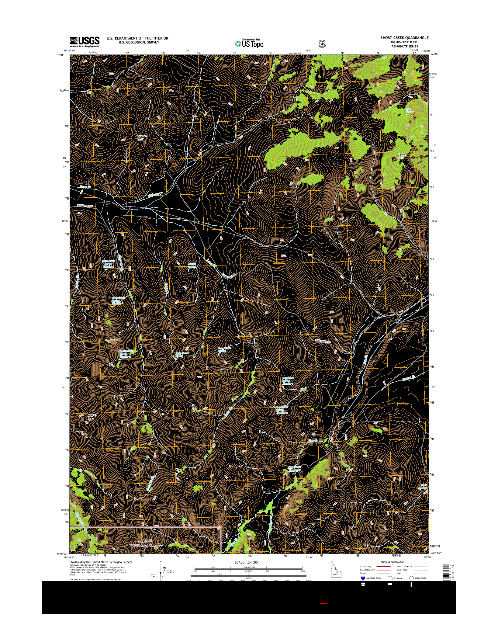 USGS US TOPO 7.5-MINUTE MAP FOR SHORT CREEK, ID 2017