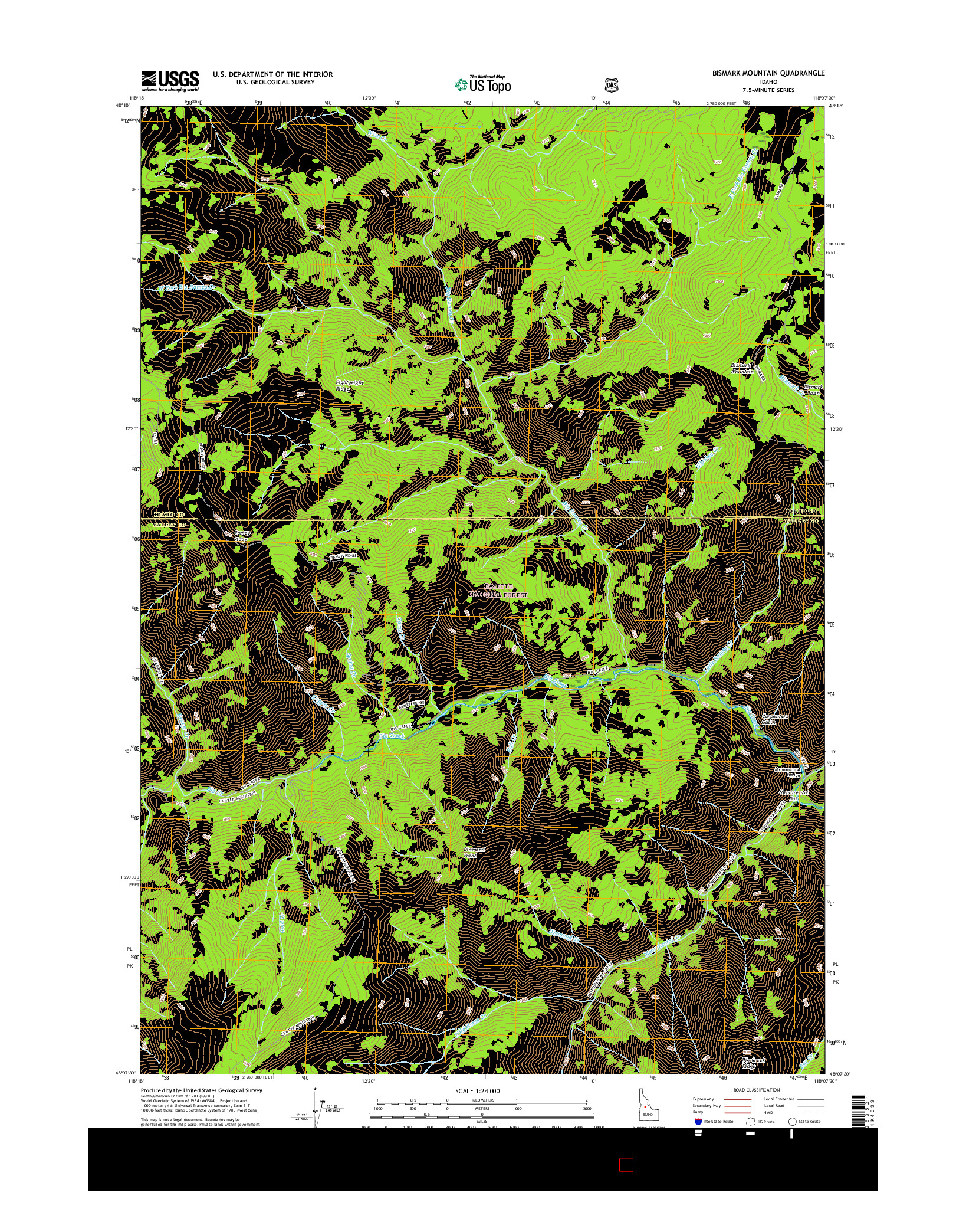 USGS US TOPO 7.5-MINUTE MAP FOR BISMARK MOUNTAIN, ID 2017