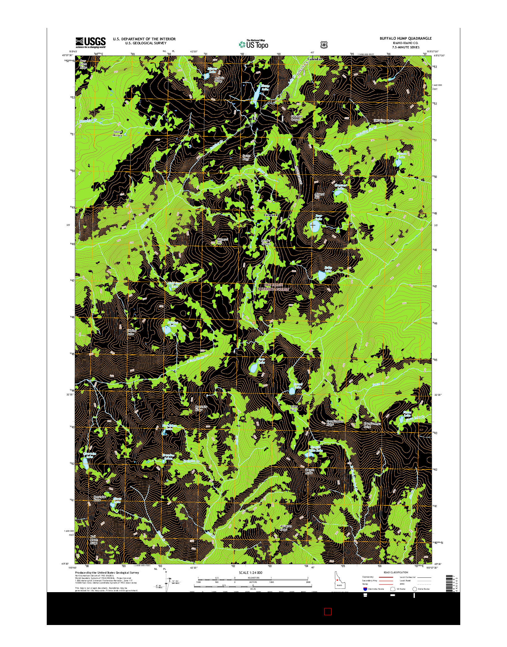 USGS US TOPO 7.5-MINUTE MAP FOR BUFFALO HUMP, ID 2017