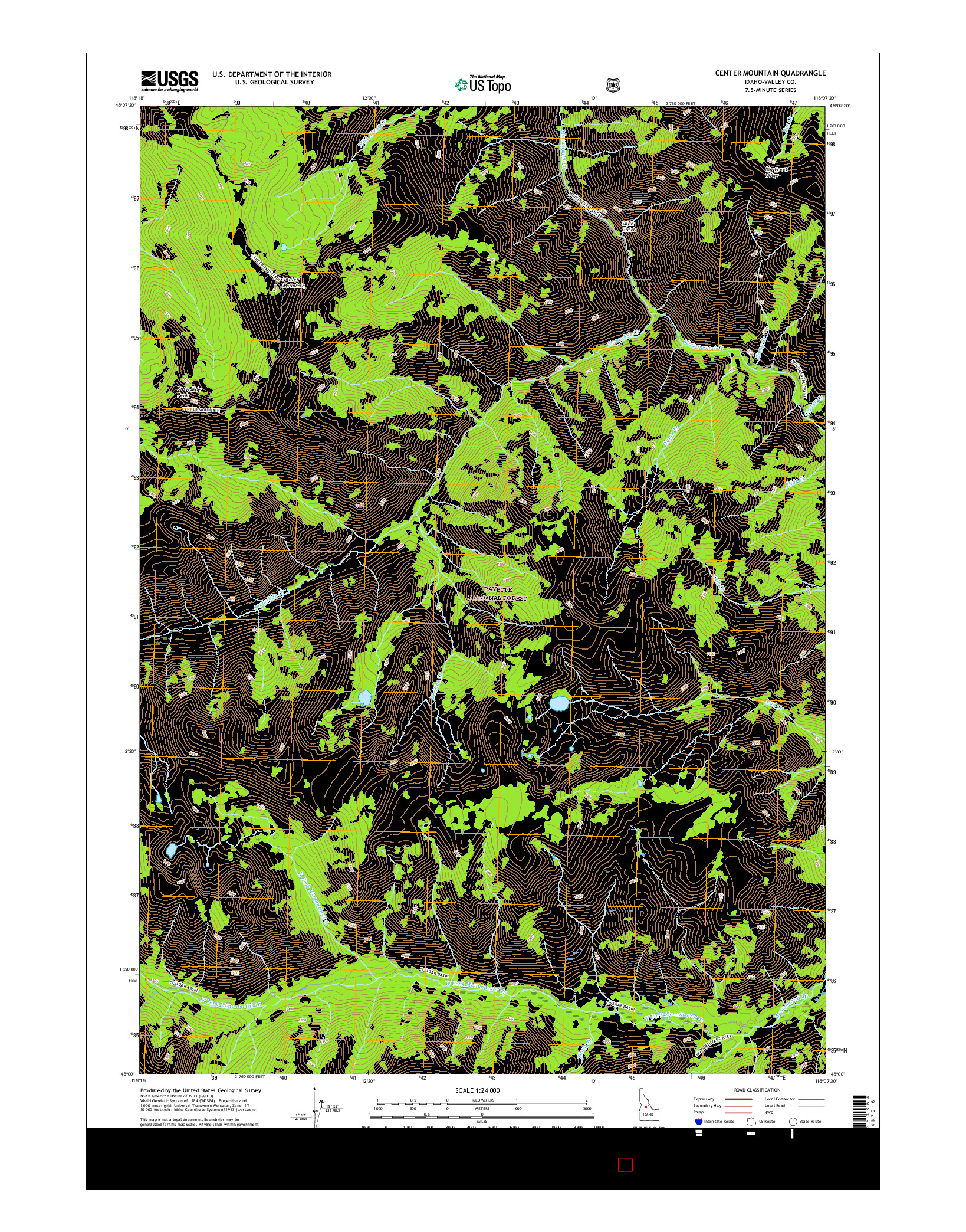 USGS US TOPO 7.5-MINUTE MAP FOR CENTER MOUNTAIN, ID 2017