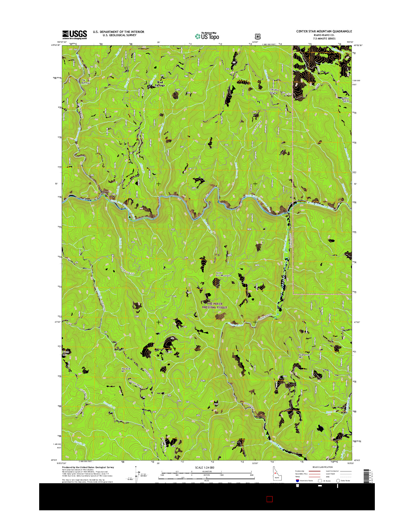USGS US TOPO 7.5-MINUTE MAP FOR CENTER STAR MOUNTAIN, ID 2017