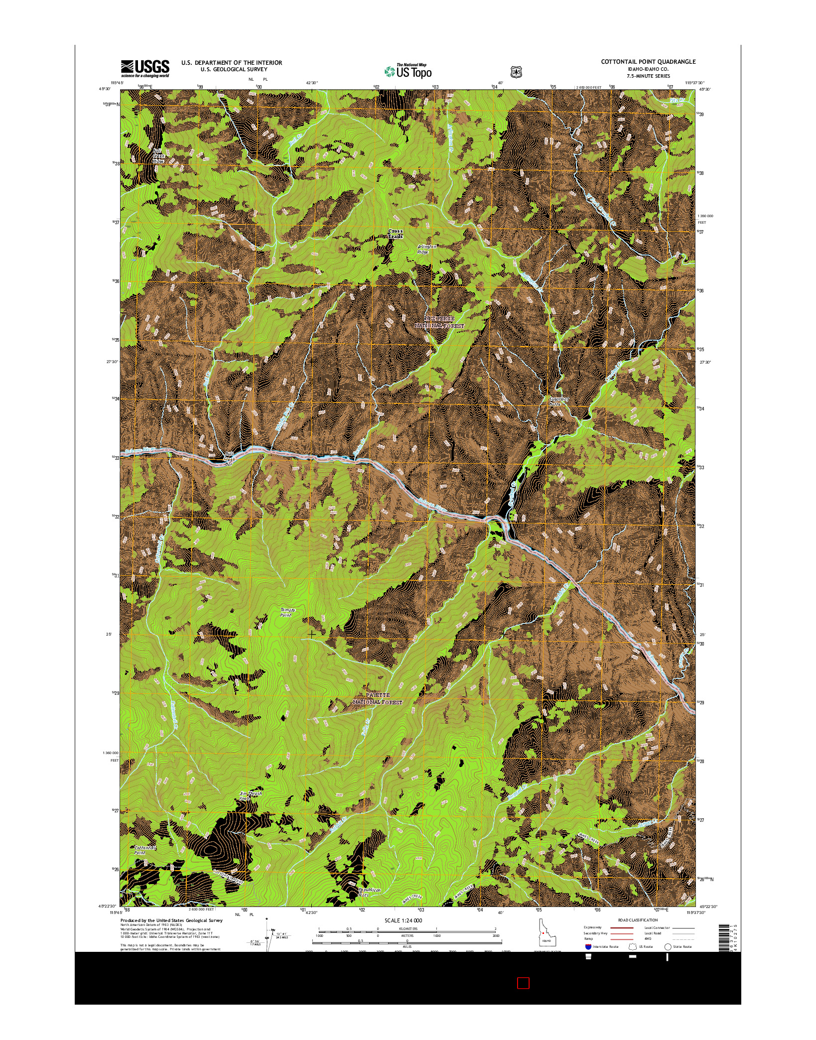 USGS US TOPO 7.5-MINUTE MAP FOR COTTONTAIL POINT, ID 2017