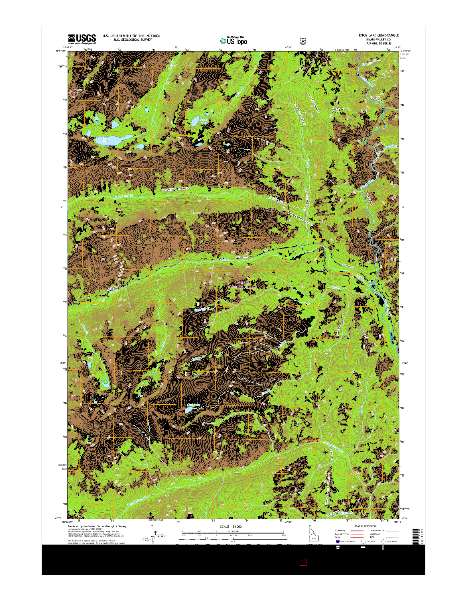 USGS US TOPO 7.5-MINUTE MAP FOR ENOS LAKE, ID 2017