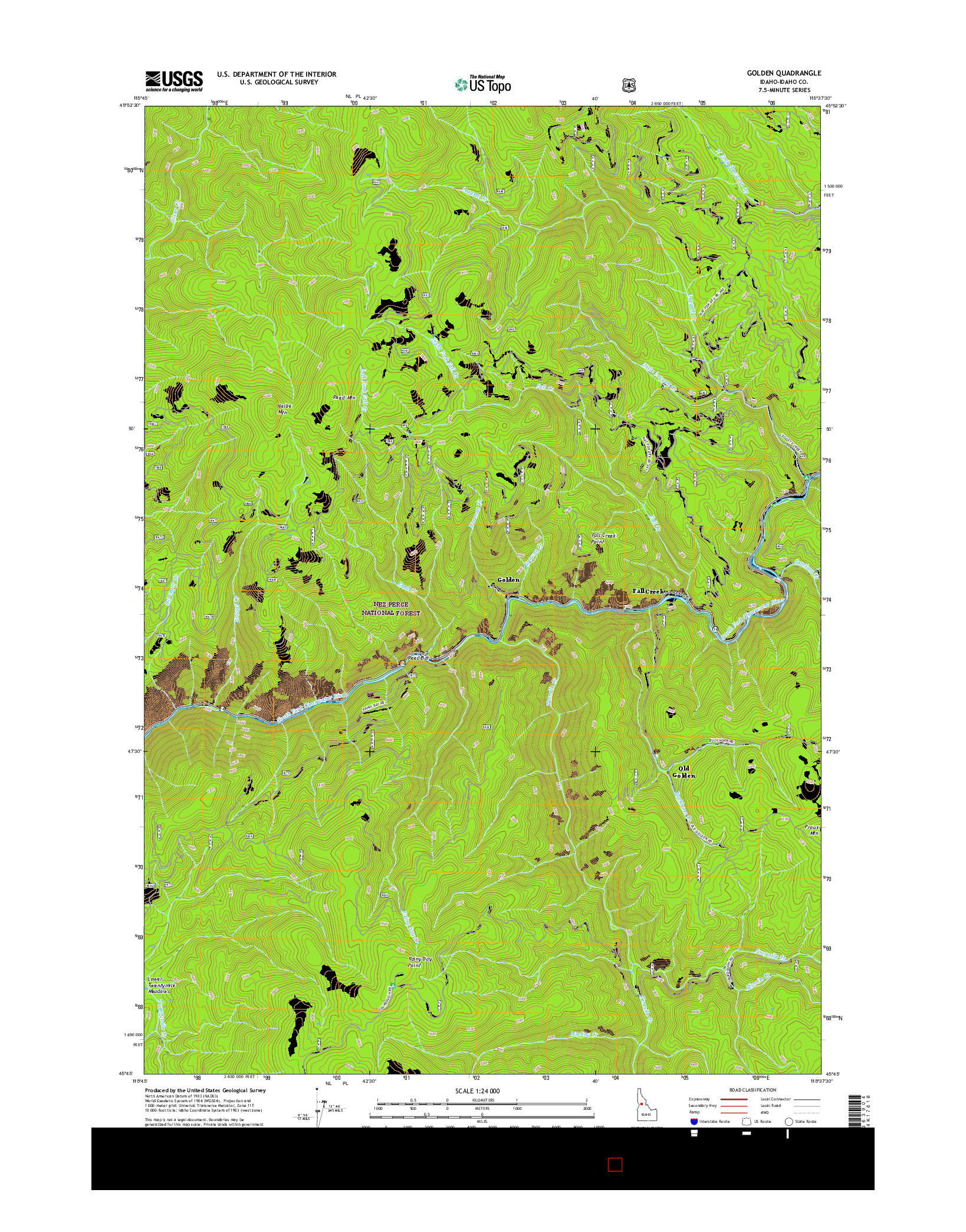 USGS US TOPO 7.5-MINUTE MAP FOR GOLDEN, ID 2017