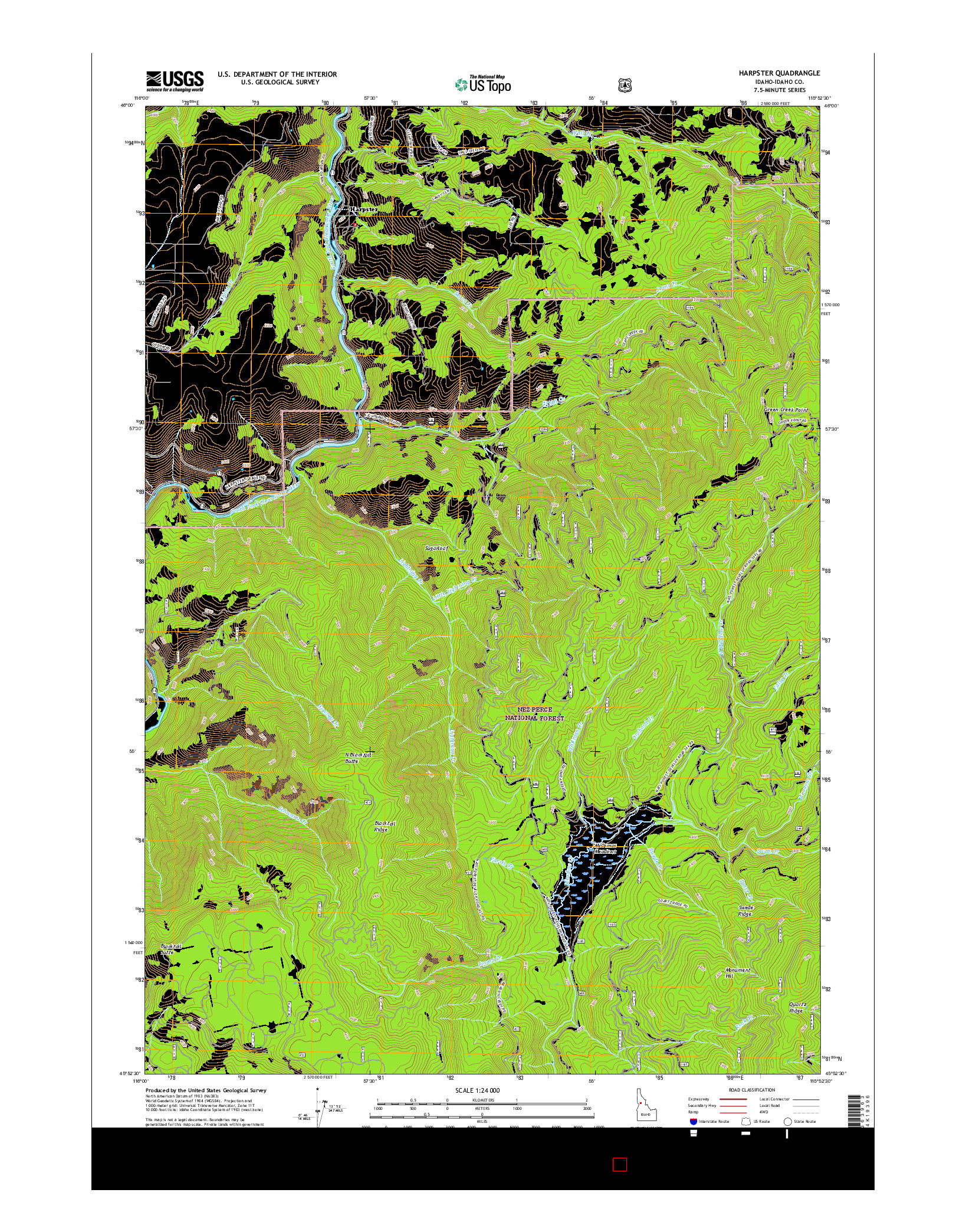 USGS US TOPO 7.5-MINUTE MAP FOR HARPSTER, ID 2017