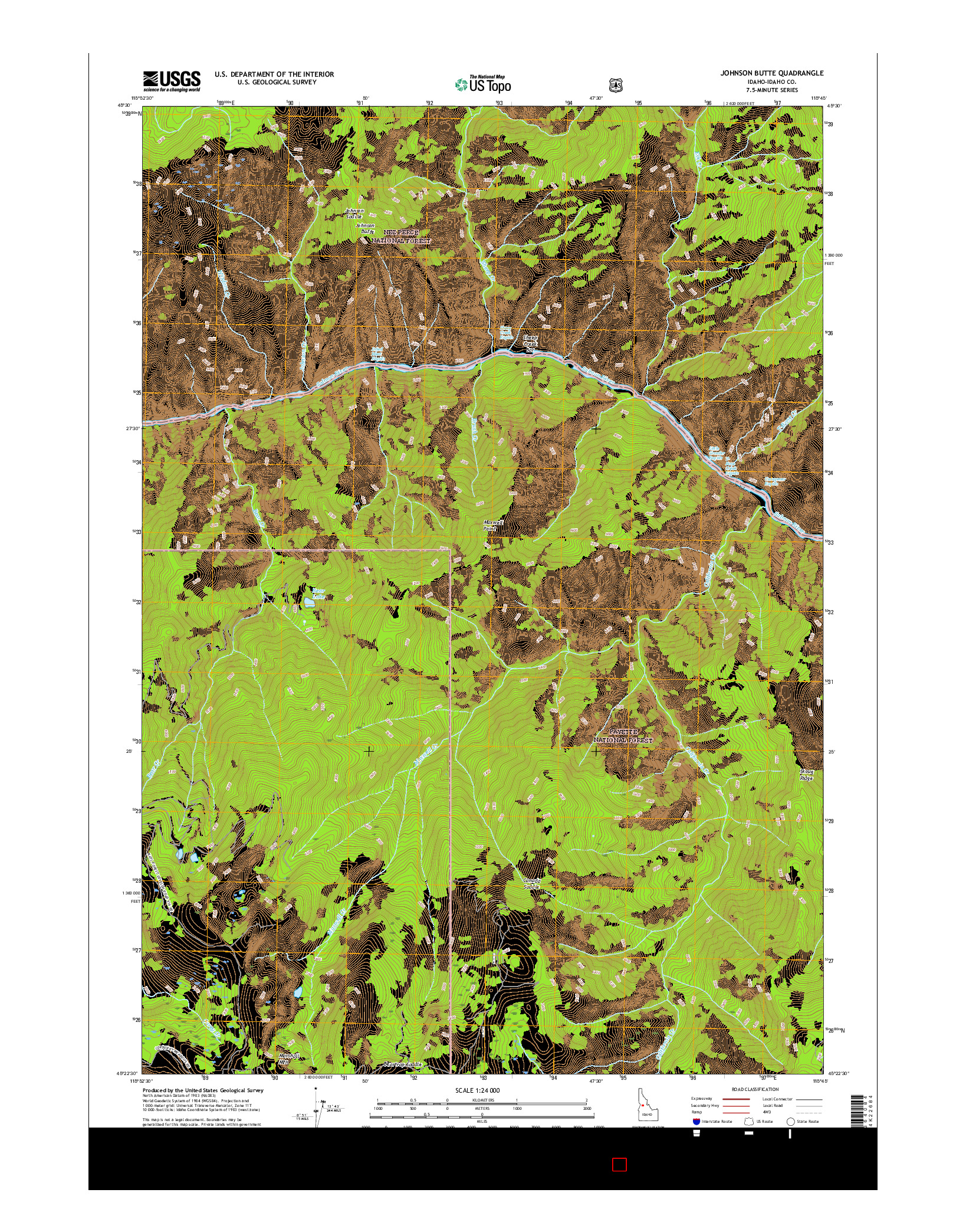 USGS US TOPO 7.5-MINUTE MAP FOR JOHNSON BUTTE, ID 2017