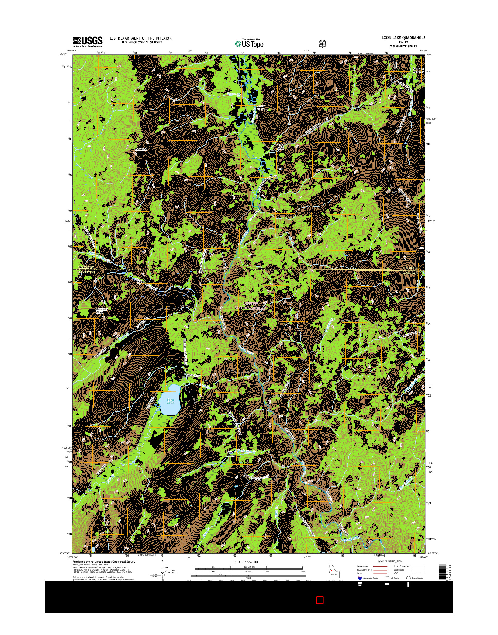 USGS US TOPO 7.5-MINUTE MAP FOR LOON LAKE, ID 2017