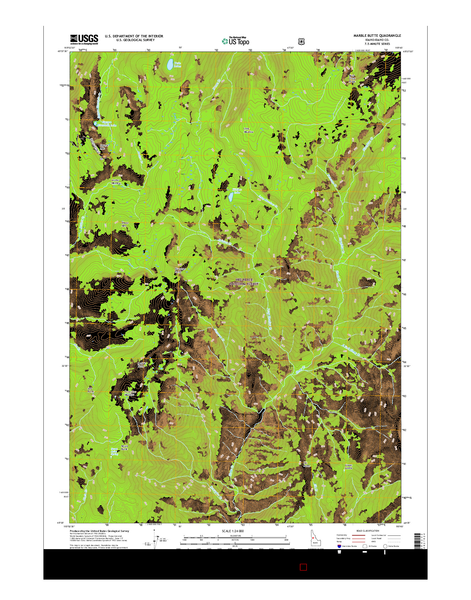 USGS US TOPO 7.5-MINUTE MAP FOR MARBLE BUTTE, ID 2017