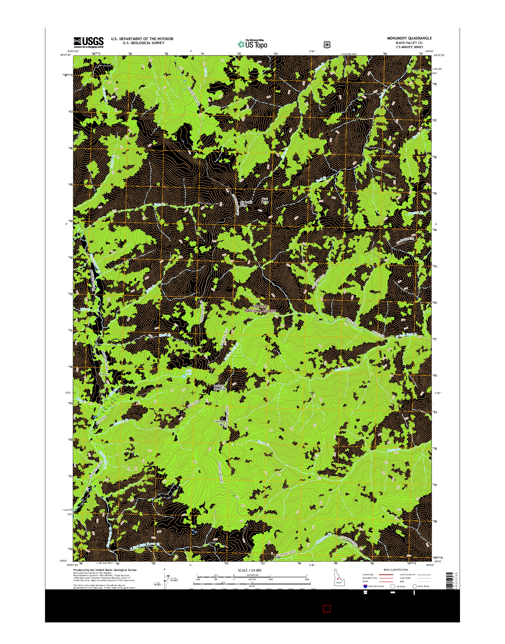 USGS US TOPO 7.5-MINUTE MAP FOR MONUMENT, ID 2017