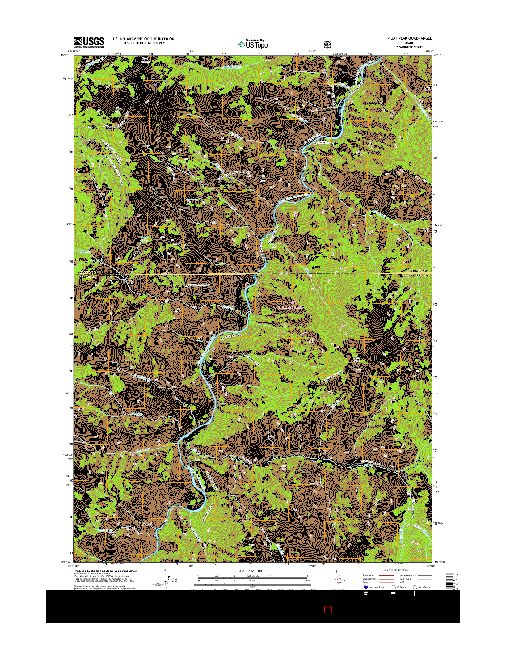 USGS US TOPO 7.5-MINUTE MAP FOR PILOT PEAK, ID 2017