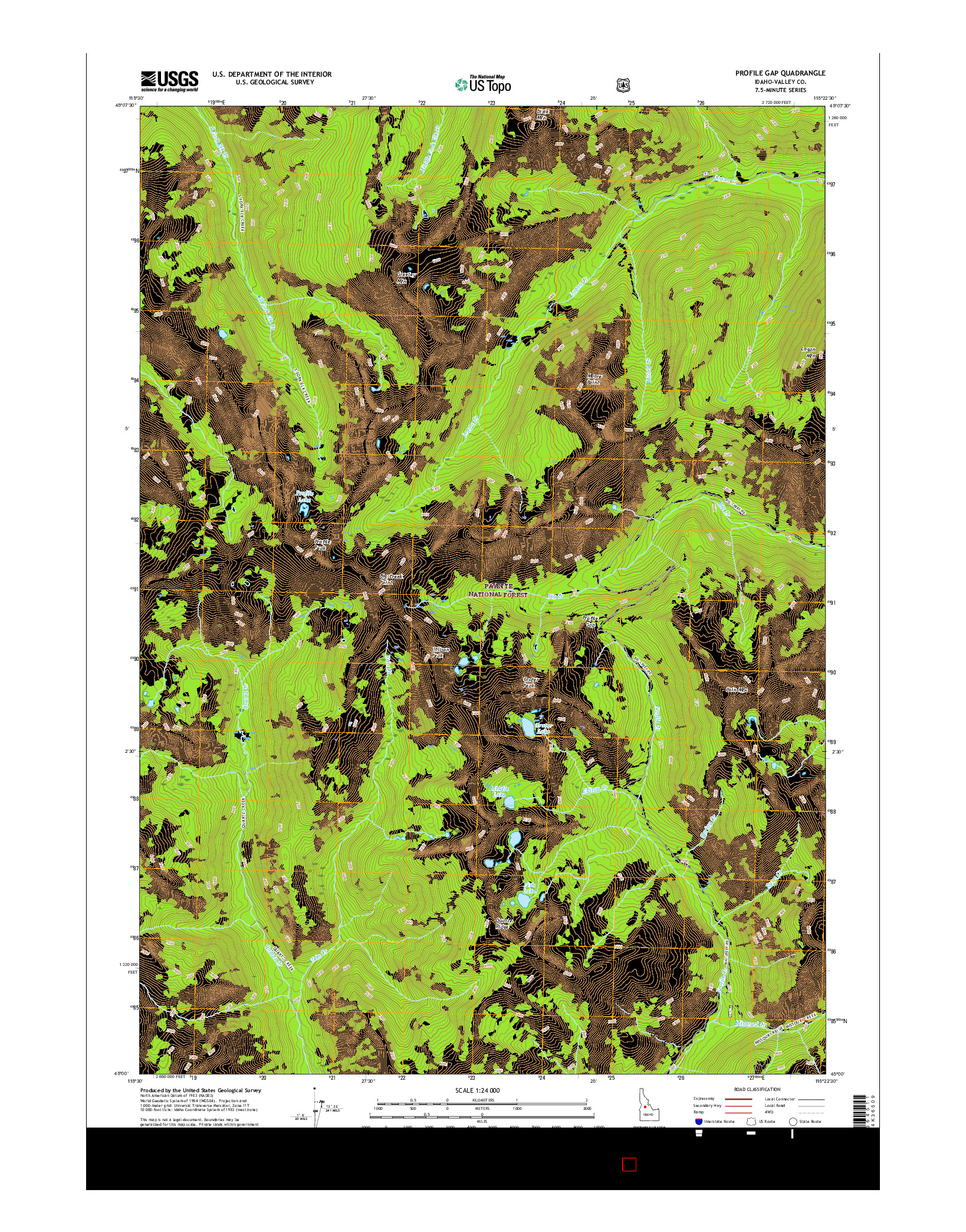 USGS US TOPO 7.5-MINUTE MAP FOR PROFILE GAP, ID 2017