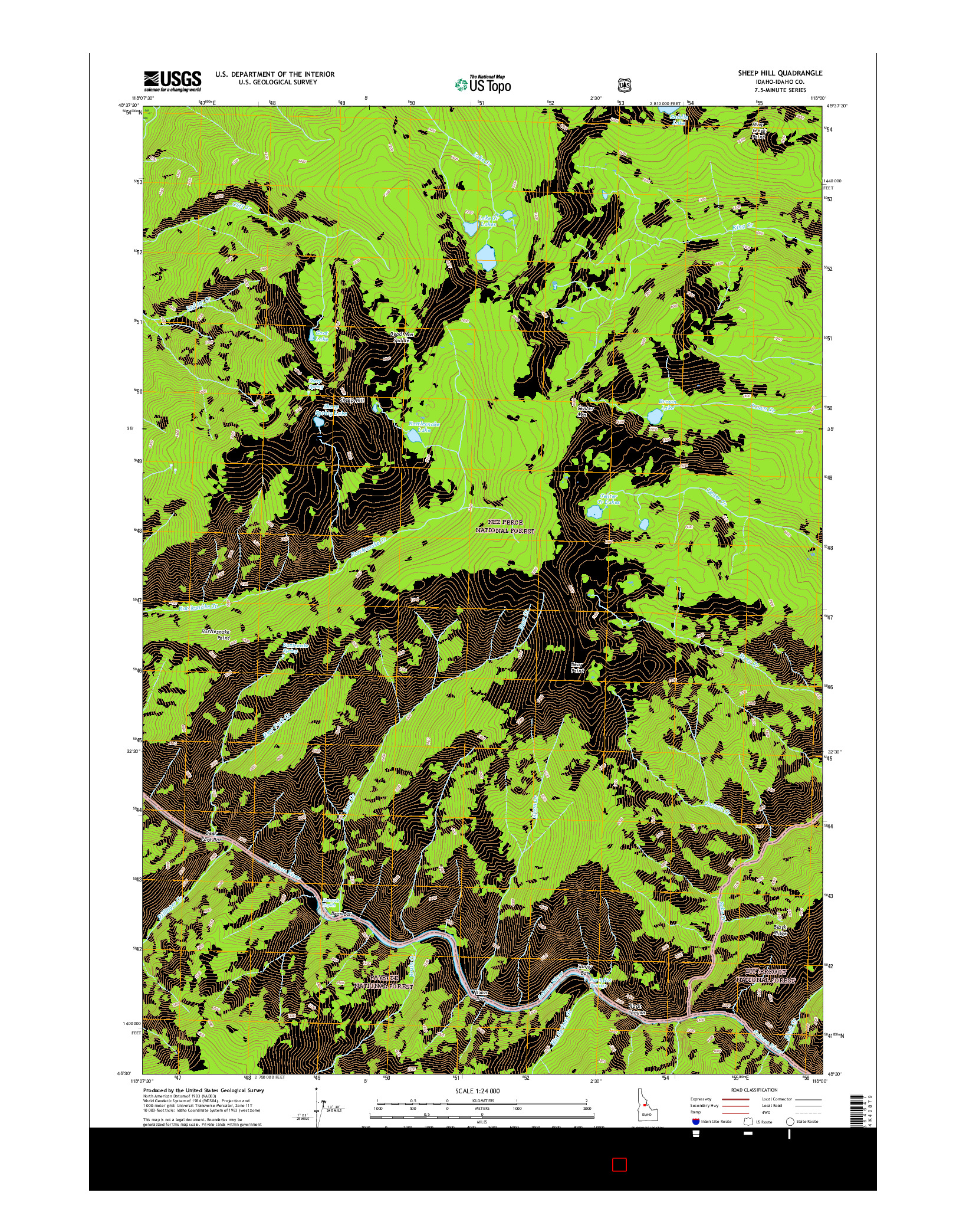 USGS US TOPO 7.5-MINUTE MAP FOR SHEEP HILL, ID 2017