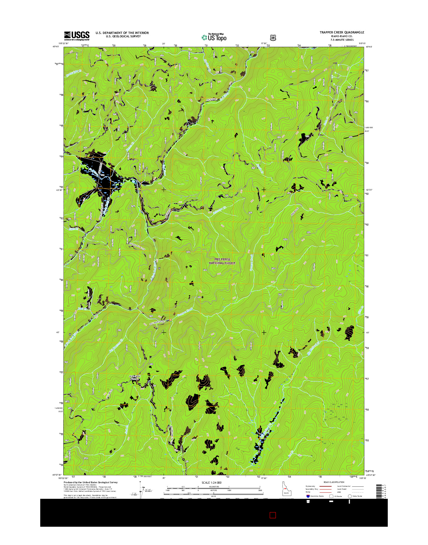 USGS US TOPO 7.5-MINUTE MAP FOR TRAPPER CREEK, ID 2017