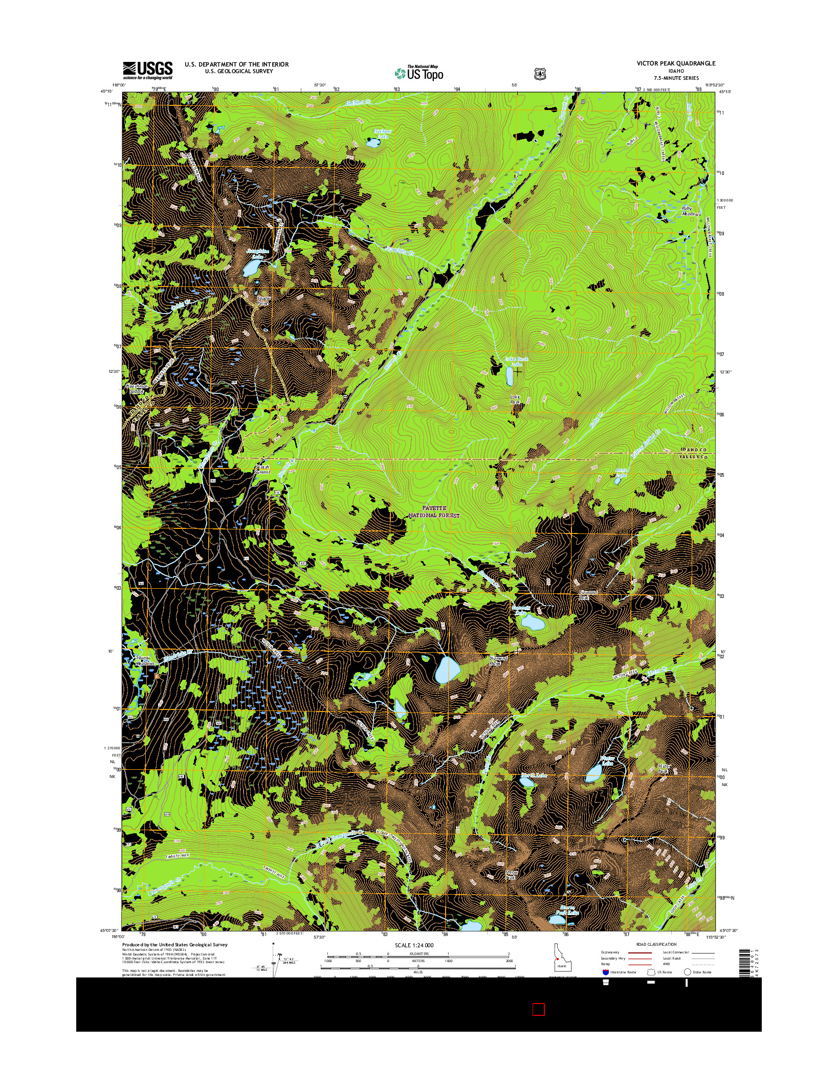 USGS US TOPO 7.5-MINUTE MAP FOR VICTOR PEAK, ID 2017