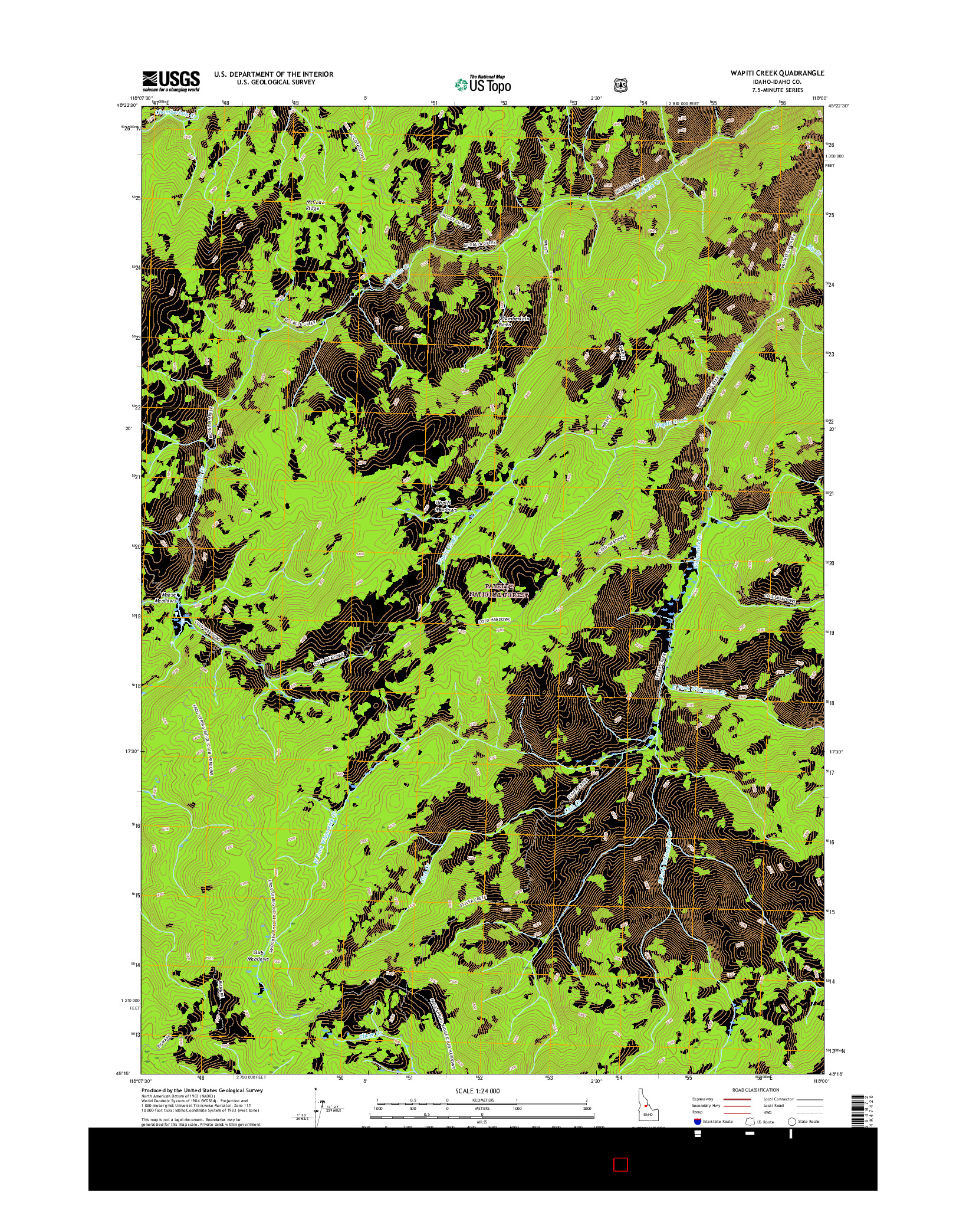 USGS US TOPO 7.5-MINUTE MAP FOR WAPITI CREEK, ID 2017