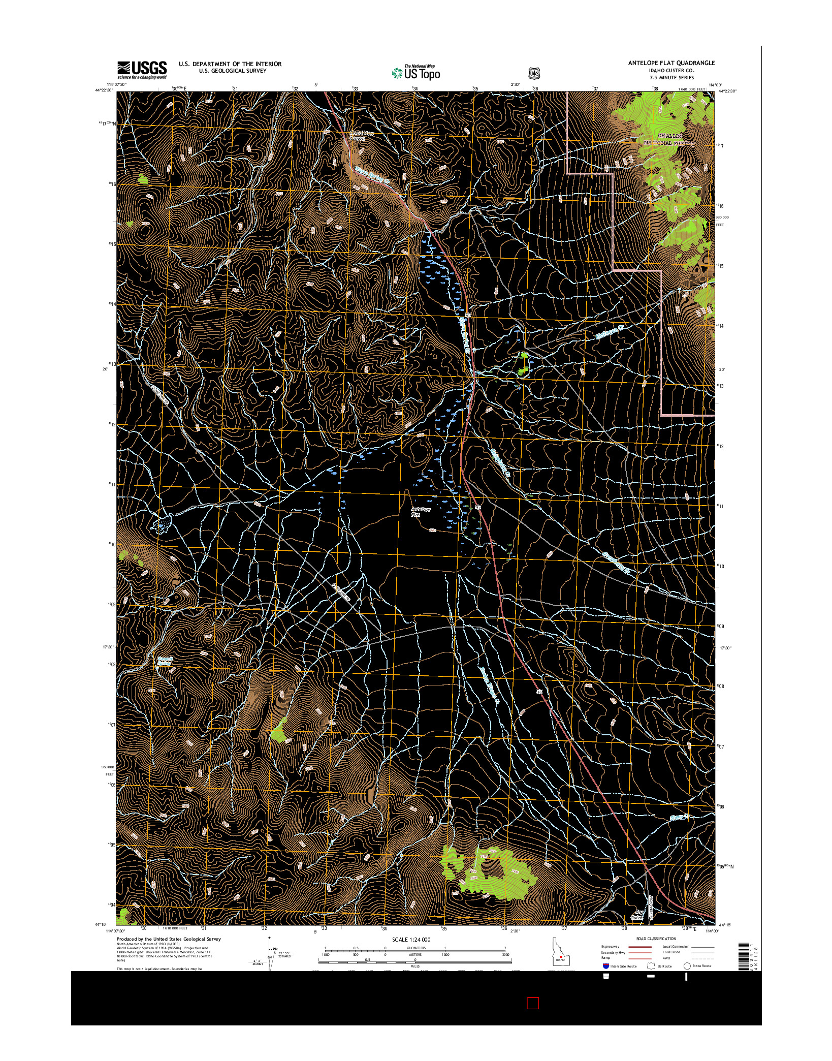 USGS US TOPO 7.5-MINUTE MAP FOR ANTELOPE FLAT, ID 2017