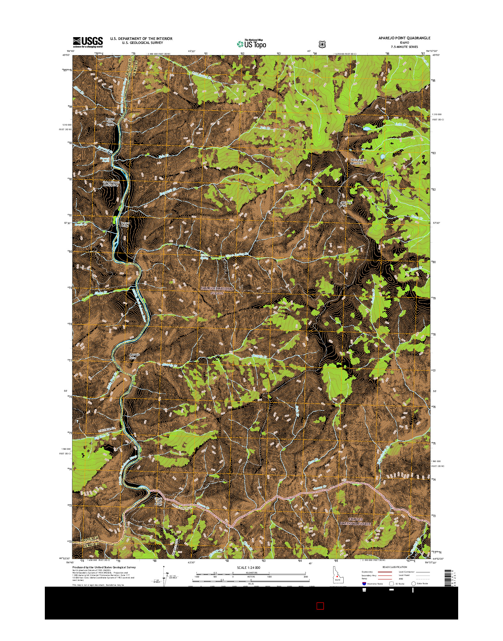 USGS US TOPO 7.5-MINUTE MAP FOR APAREJO POINT, ID 2017