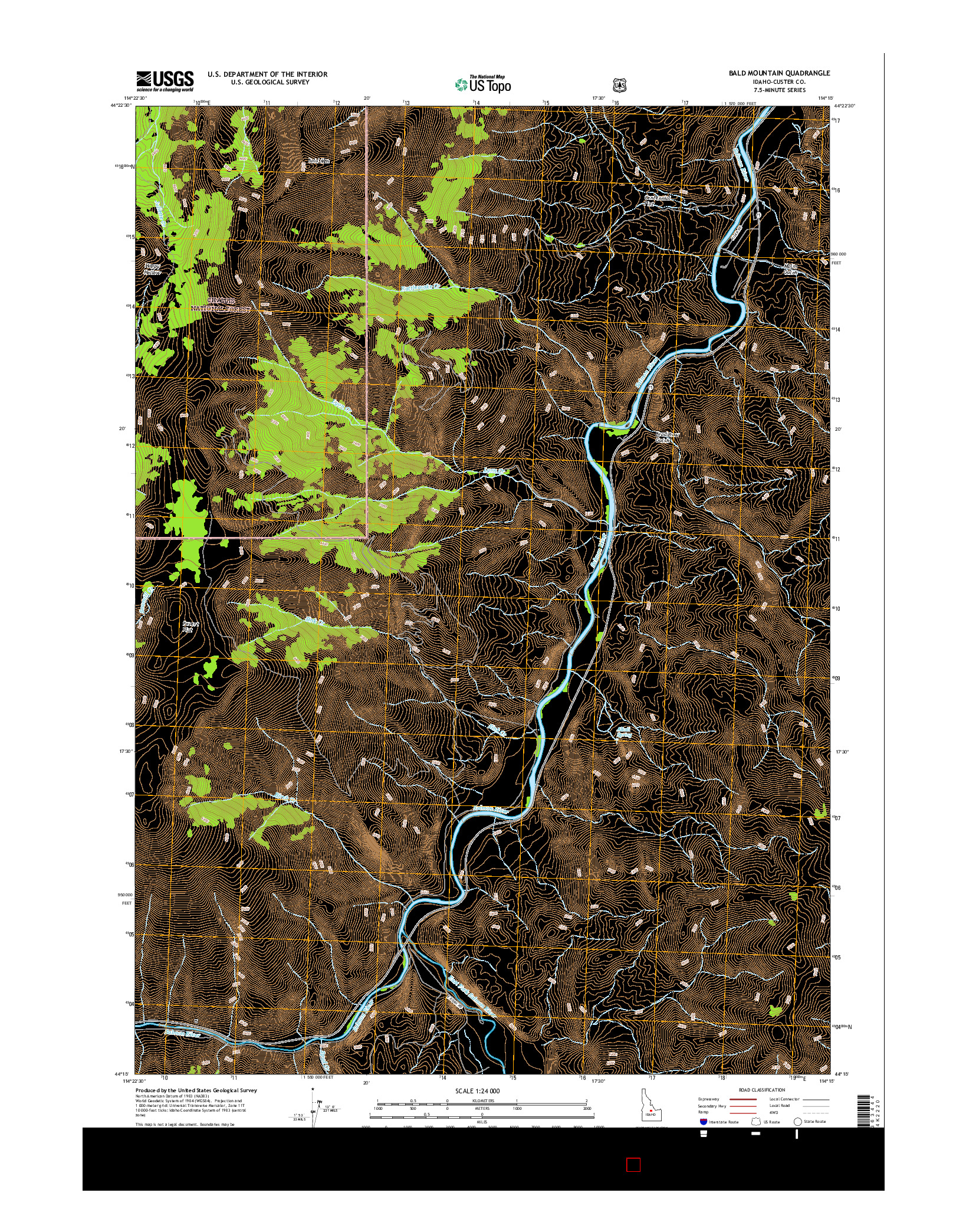 USGS US TOPO 7.5-MINUTE MAP FOR BALD MOUNTAIN, ID 2017