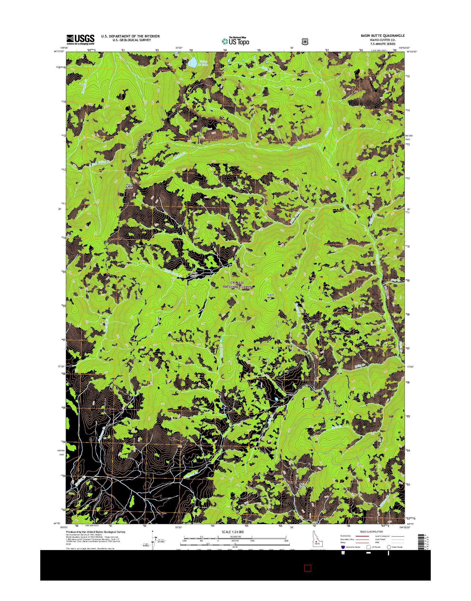 USGS US TOPO 7.5-MINUTE MAP FOR BASIN BUTTE, ID 2017