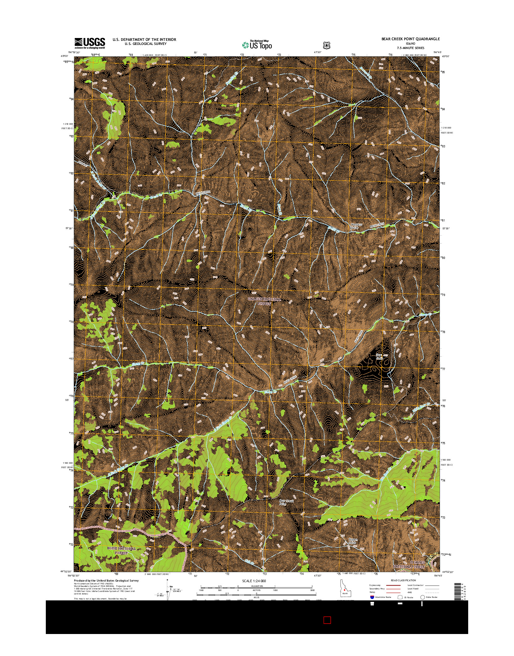 USGS US TOPO 7.5-MINUTE MAP FOR BEAR CREEK POINT, ID 2017