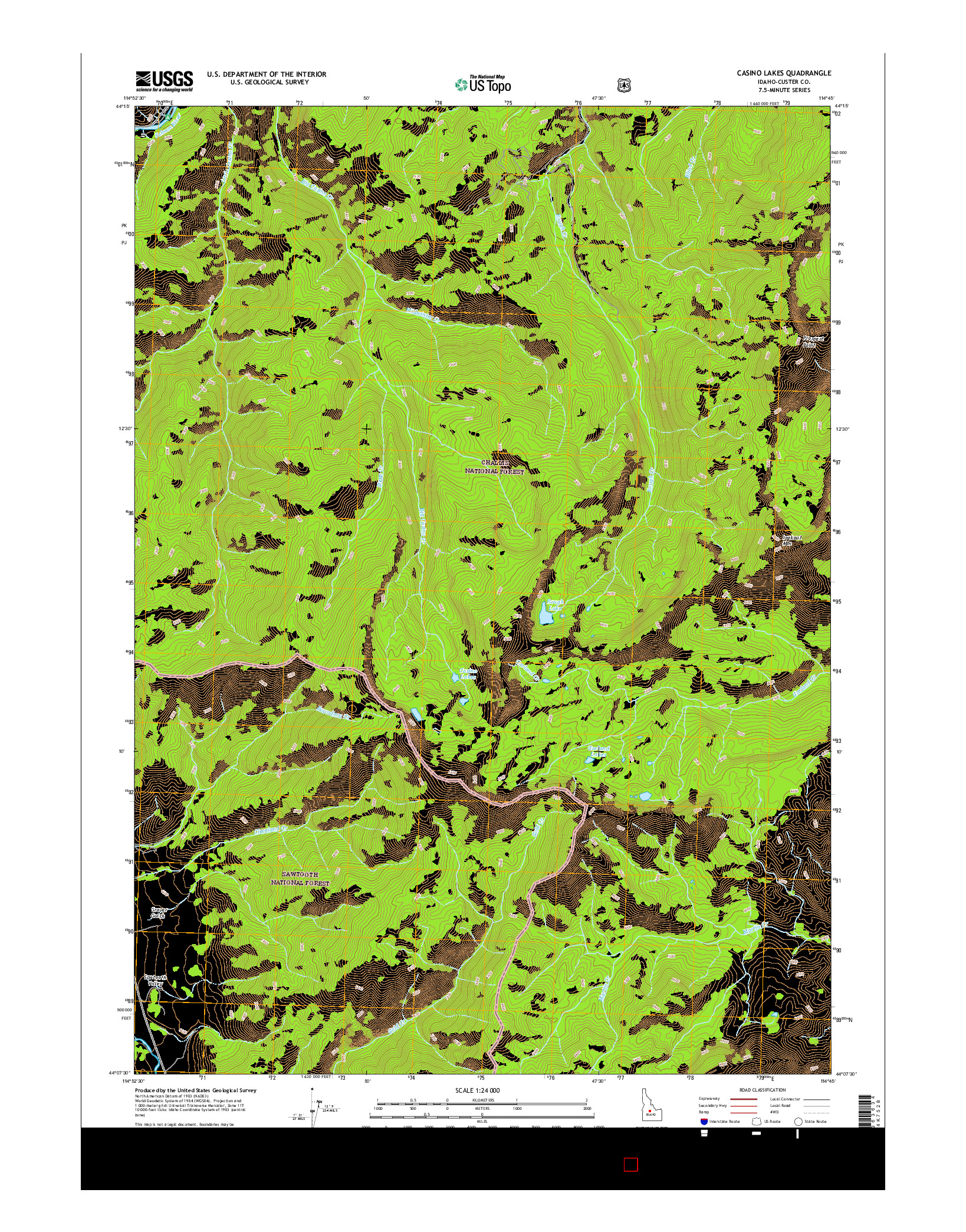 USGS US TOPO 7.5-MINUTE MAP FOR CASINO LAKES, ID 2017