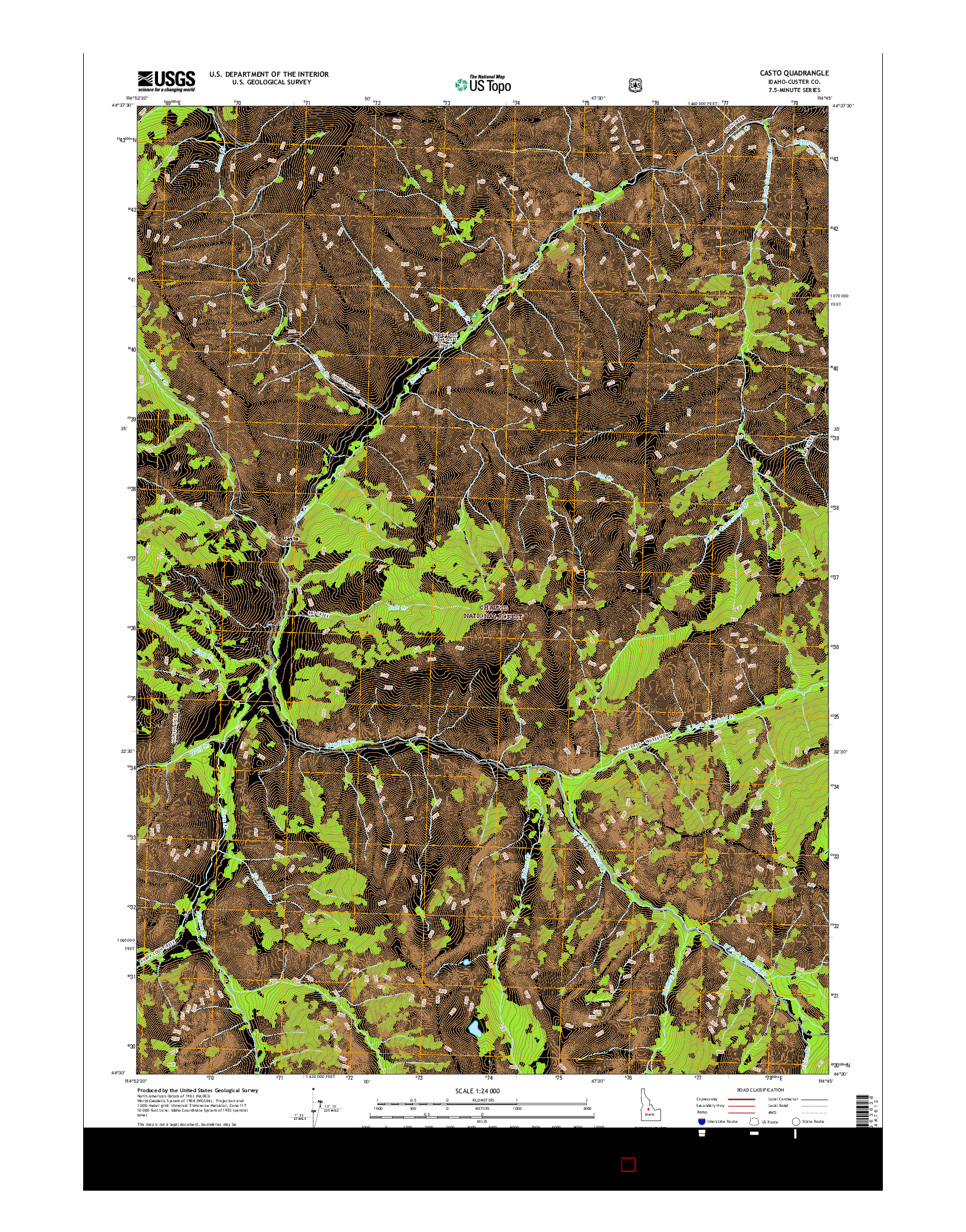 USGS US TOPO 7.5-MINUTE MAP FOR CASTO, ID 2017