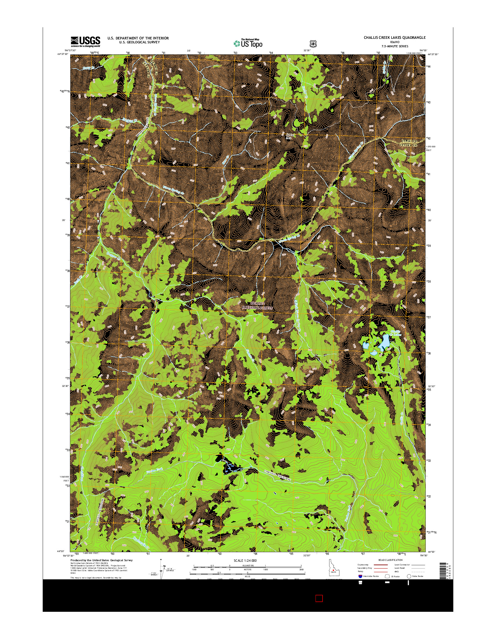 USGS US TOPO 7.5-MINUTE MAP FOR CHALLIS CREEK LAKES, ID 2017