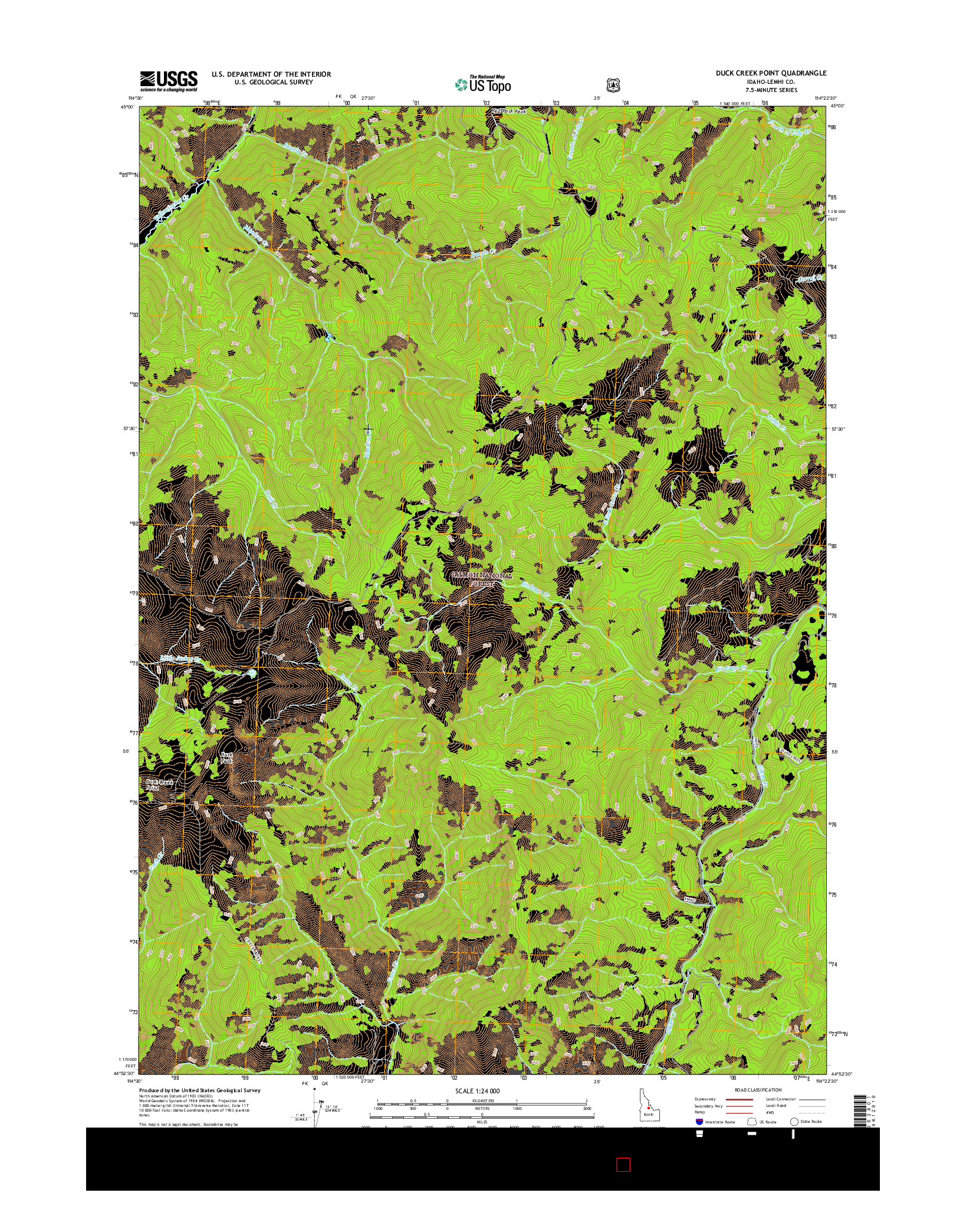 USGS US TOPO 7.5-MINUTE MAP FOR DUCK CREEK POINT, ID 2017