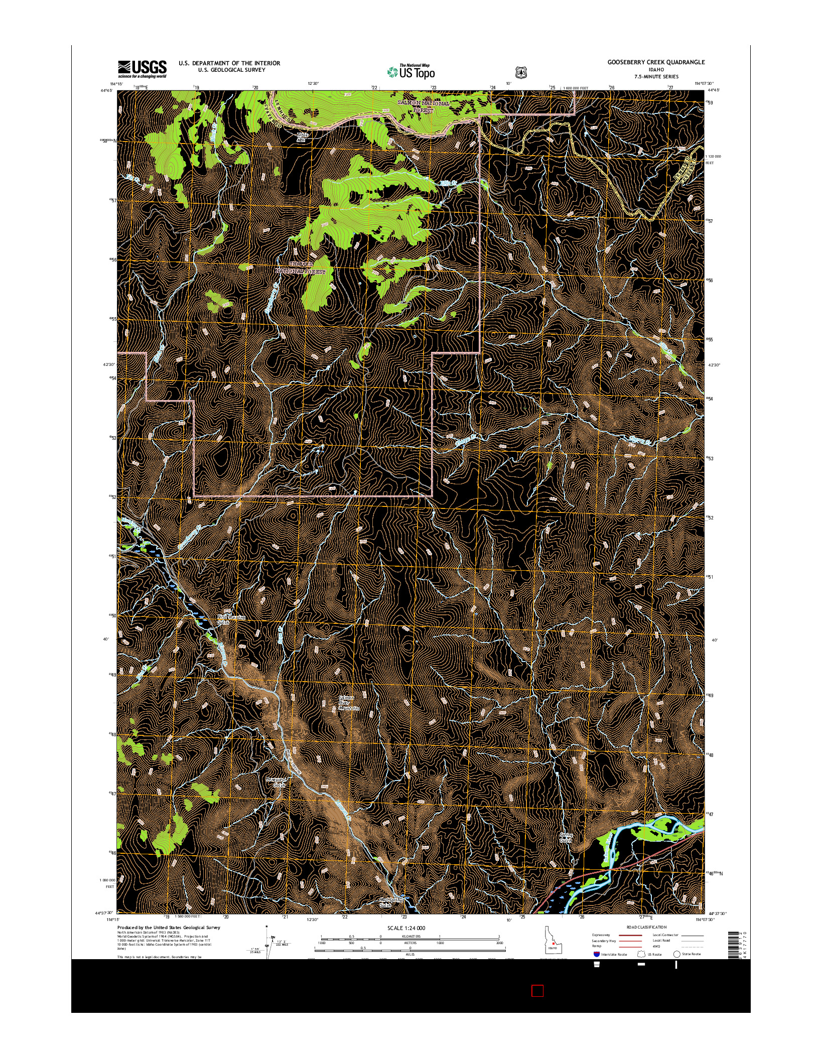 USGS US TOPO 7.5-MINUTE MAP FOR GOOSEBERRY CREEK, ID 2017
