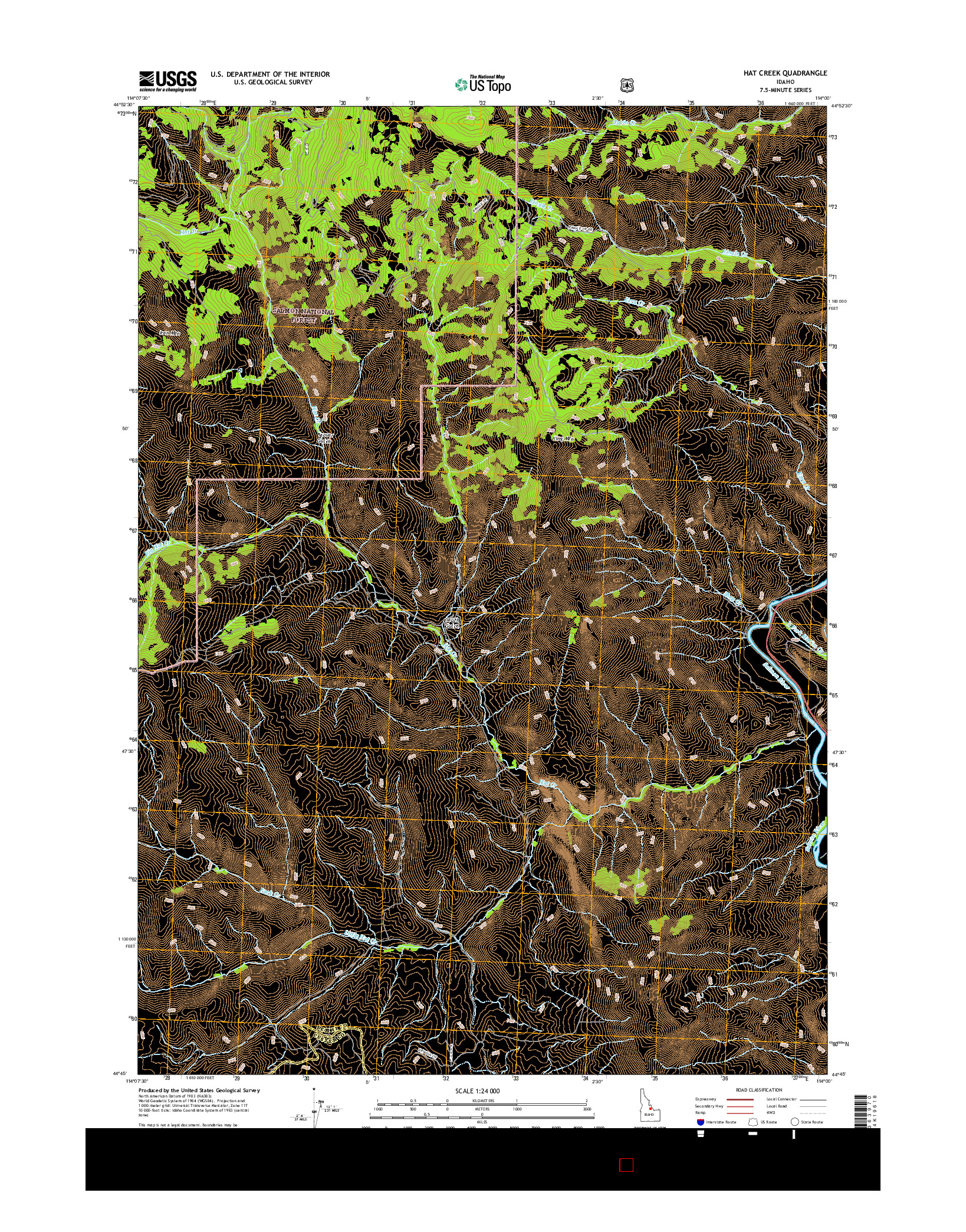 USGS US TOPO 7.5-MINUTE MAP FOR HAT CREEK, ID 2017