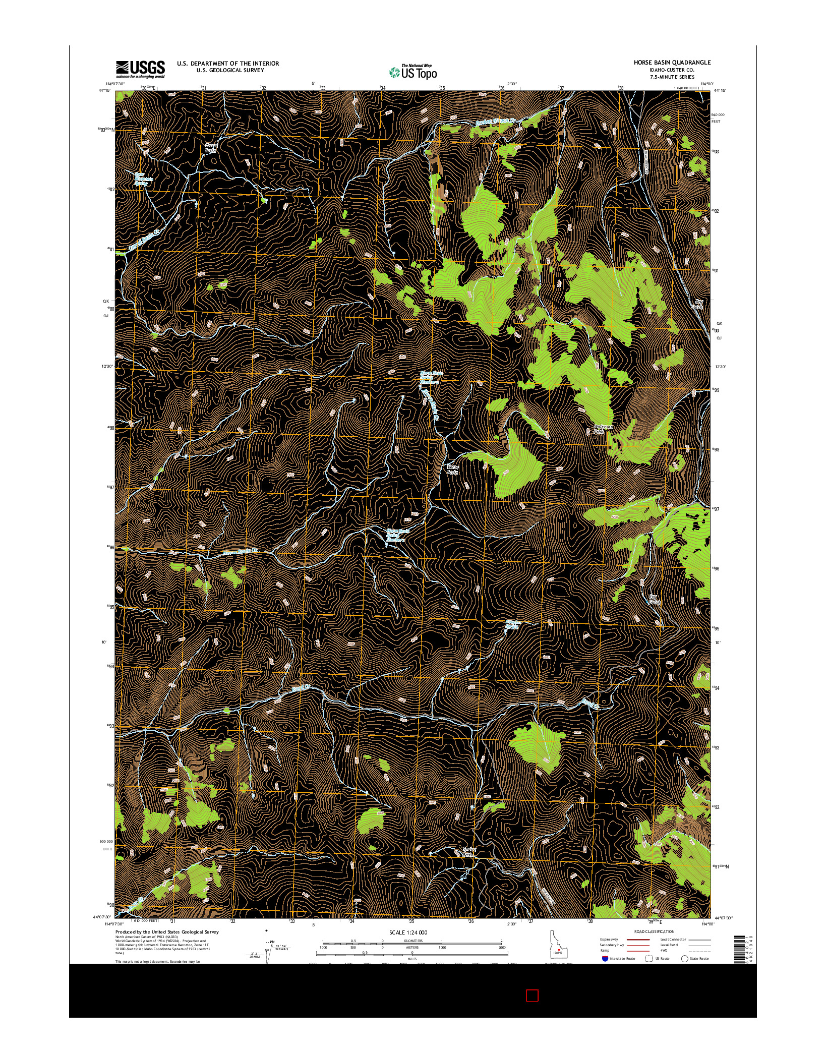 USGS US TOPO 7.5-MINUTE MAP FOR HORSE BASIN, ID 2017