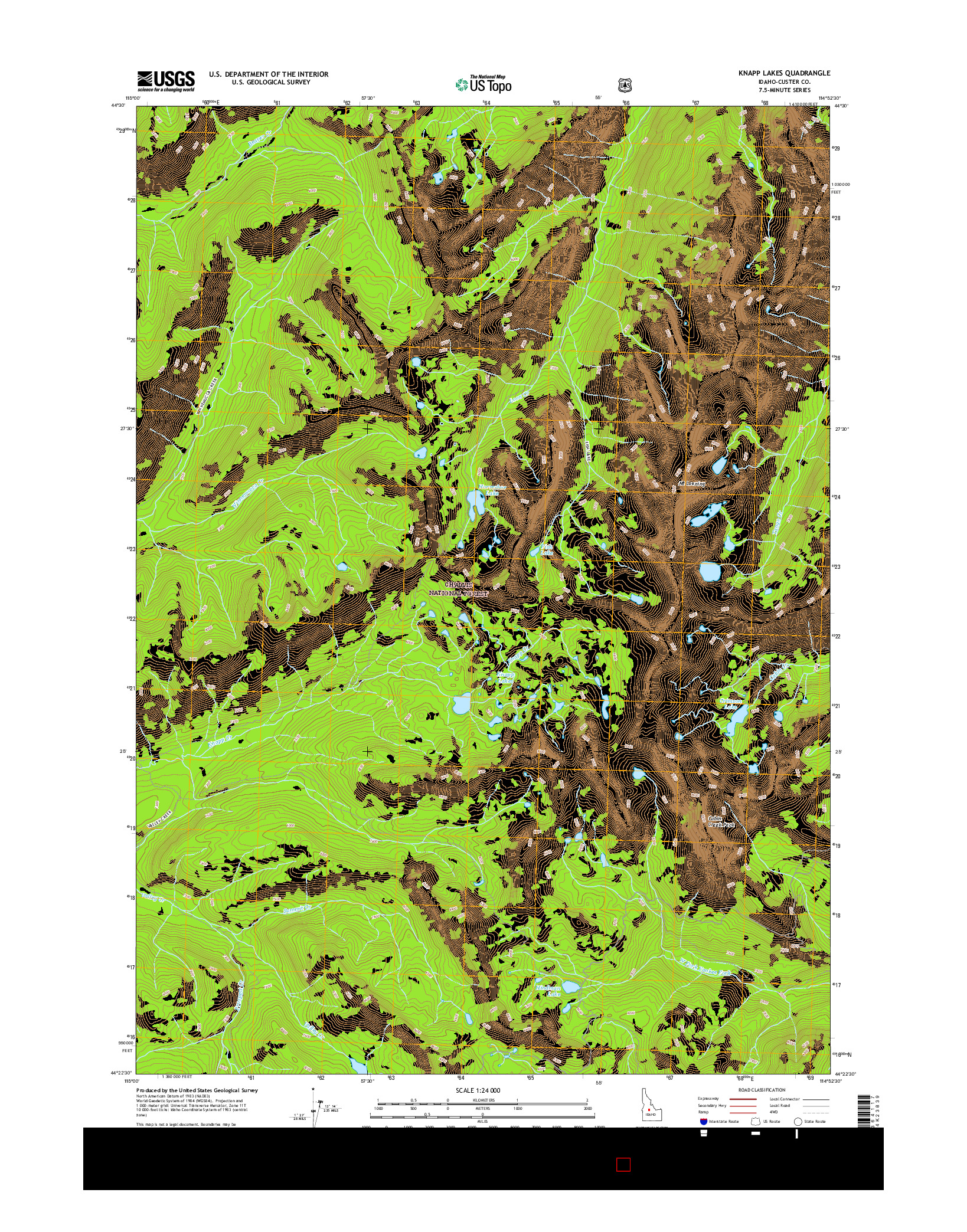 USGS US TOPO 7.5-MINUTE MAP FOR KNAPP LAKES, ID 2017